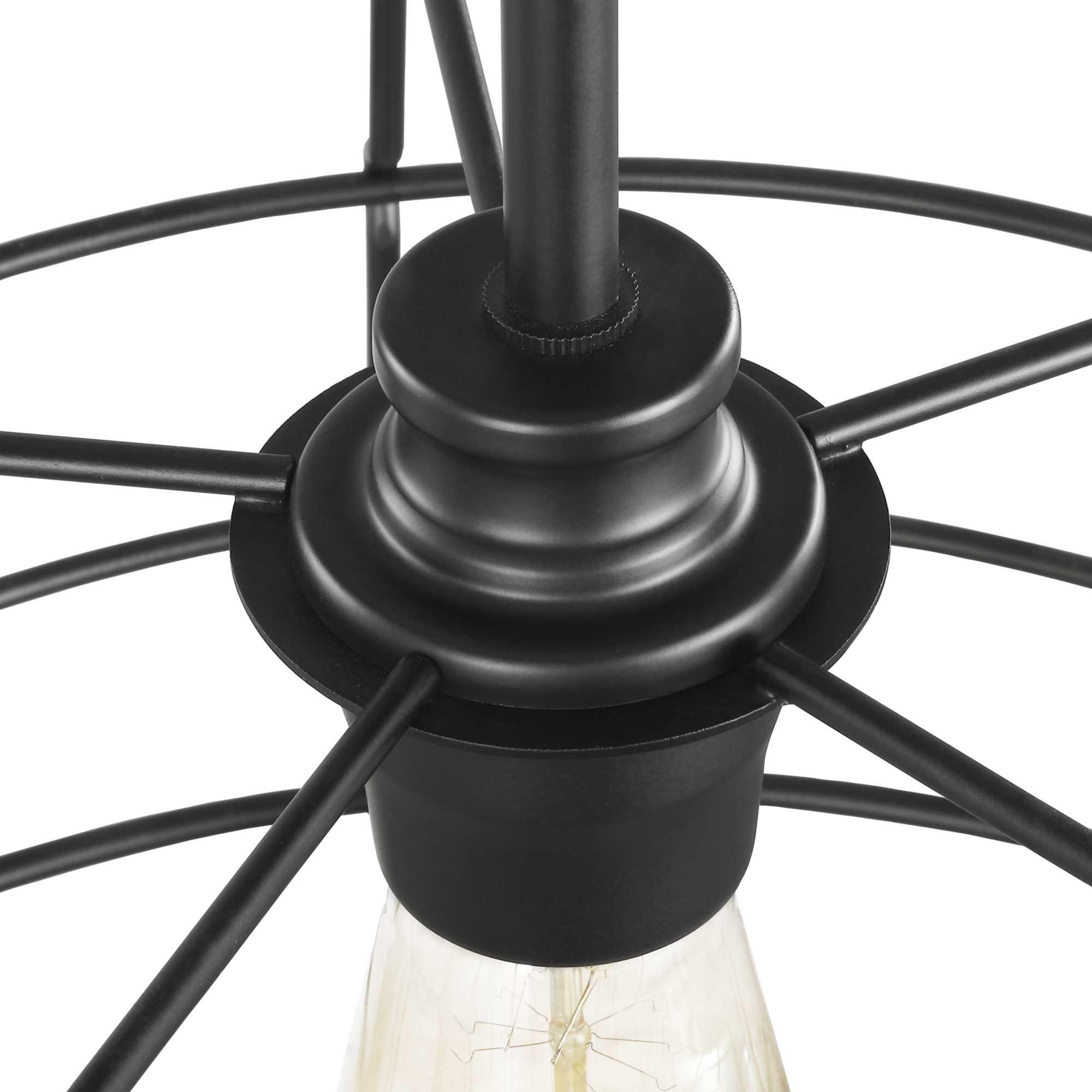 Progress Lighting Chambers 1-Light Pendant, Matte Black, Wire-Frame Shade