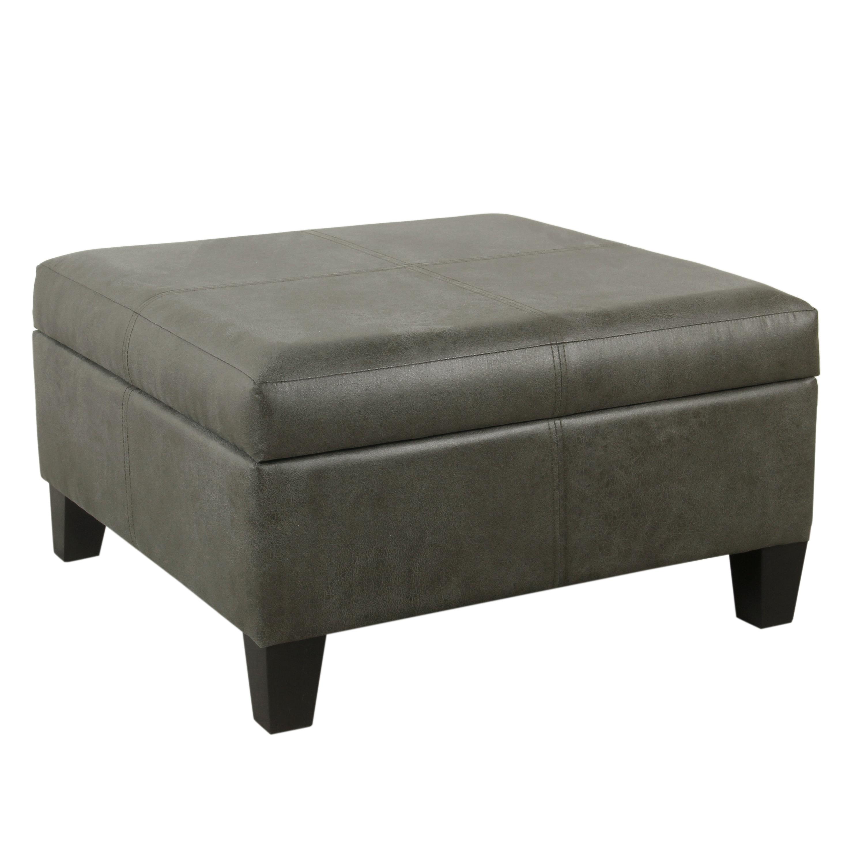 Luxury Large Square Storage Ottoman with Lid - HomePop: Faux Leather, Seating & Rosewood Legs