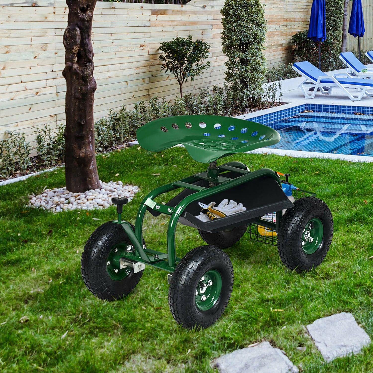 Spaco 4-Wheel Rolling Garden Cart Work Seat, Wagons Carts, Carts with Wheels, Utility Cart