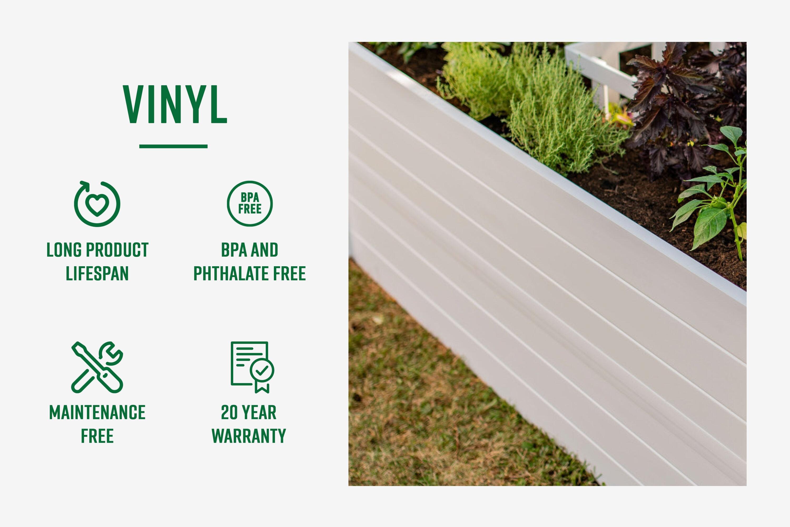 Classic White Vinyl 48" x 48" Raised Garden Bed with Grid