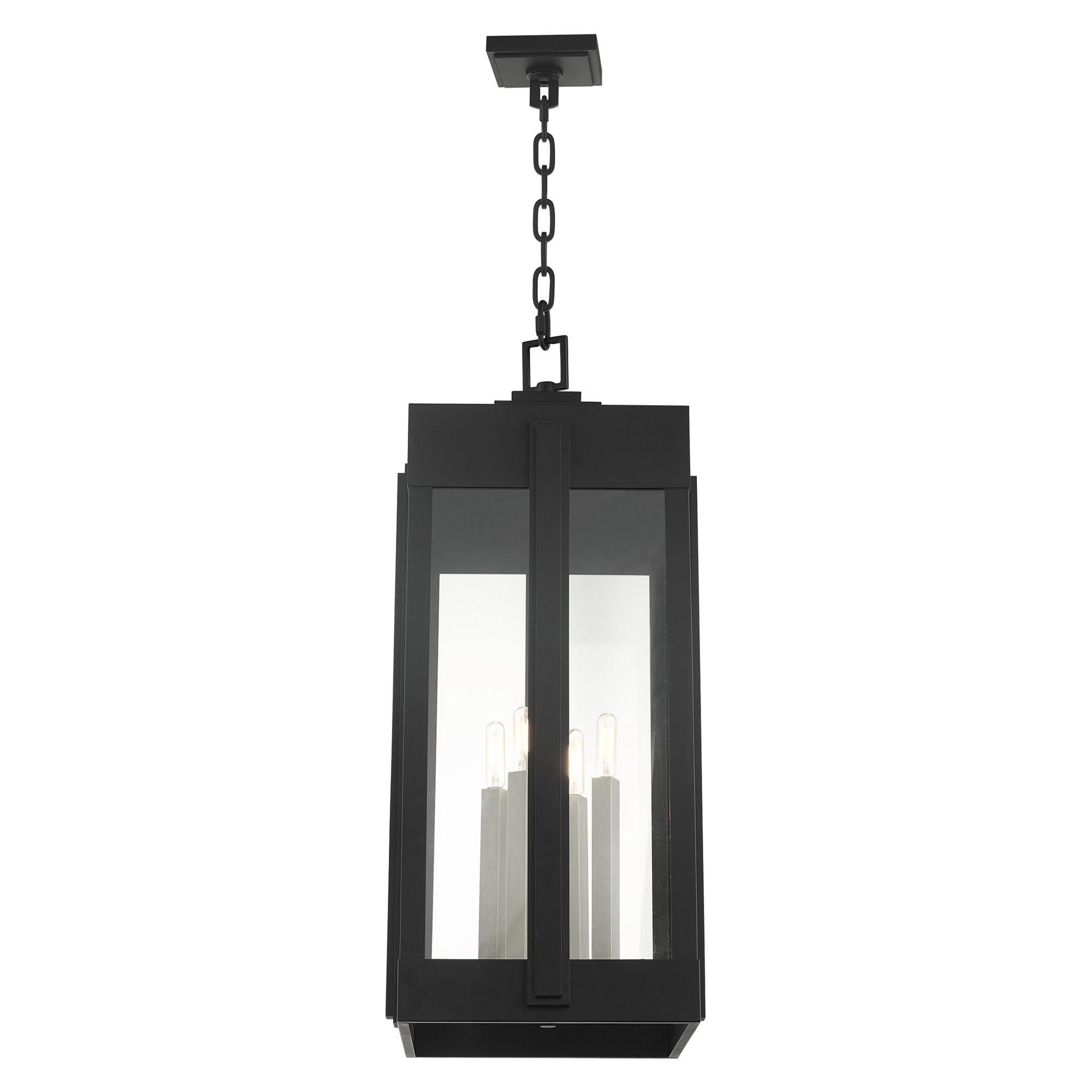 27720-04-Livex Lighting-Lexington - 4 Light Outdoor Pendant Lantern in Art Deco Style - 12.63 Inches wide by 29.88 Inches high-Black Finish