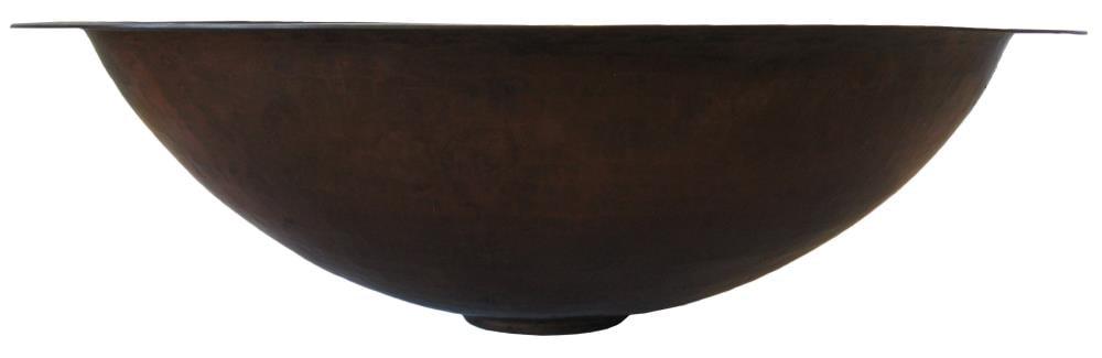 Novatto 11'' Antique Hammered Copper Glass Oval Drop-in, Undermount Bathroom Sink