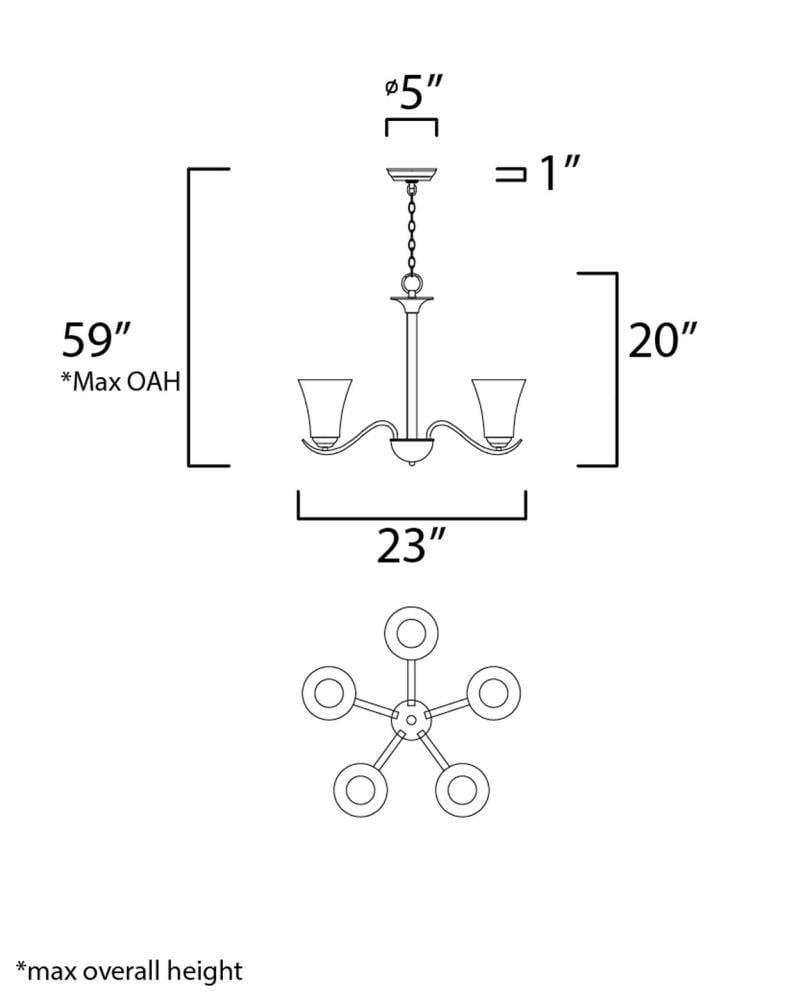 Maxim Lighting Vital 5 - Light Chandelier in  Satin Nickel