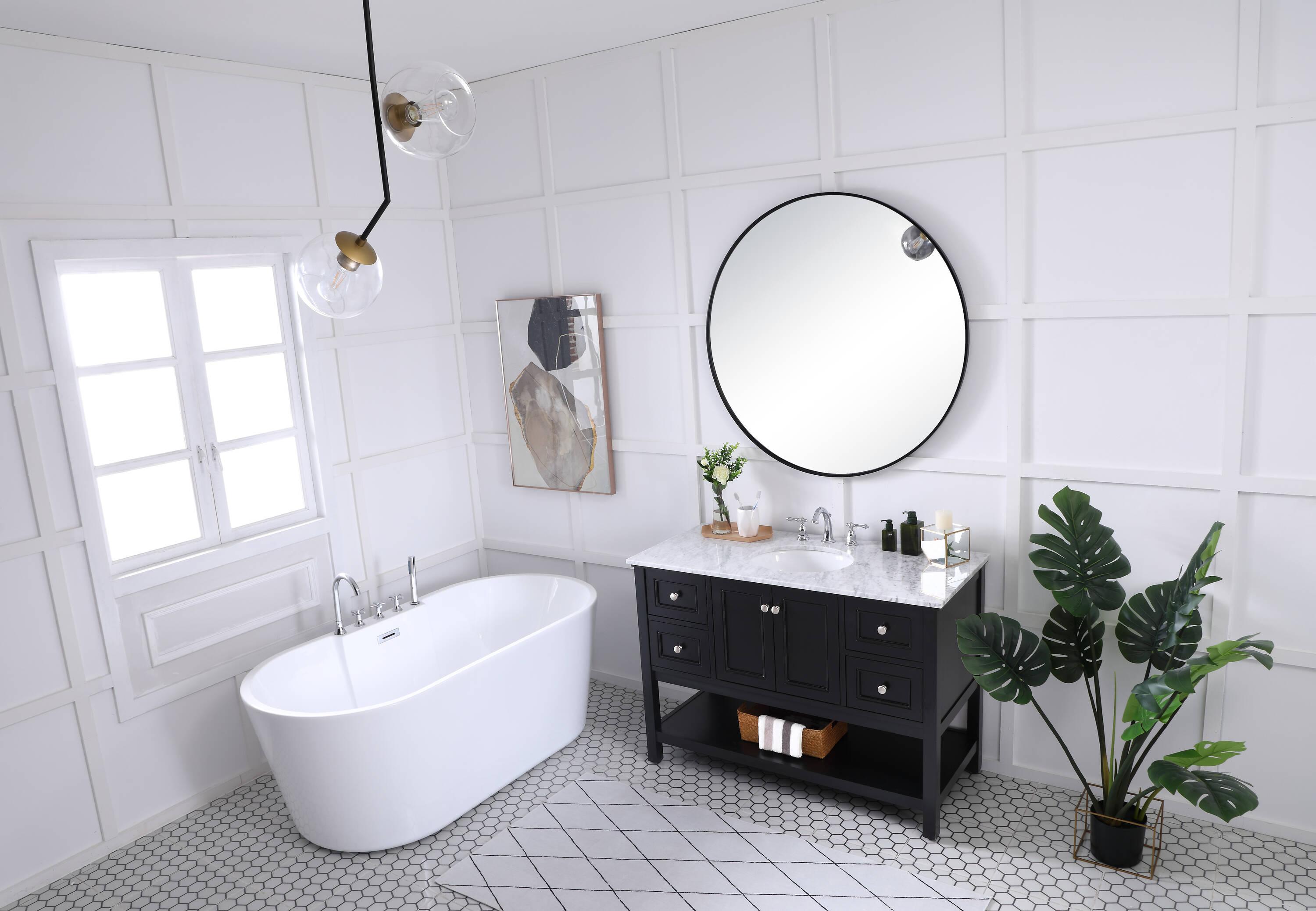 Elegant Decor Metropolis 48" Single Marble Top Bathroom Vanity in Black