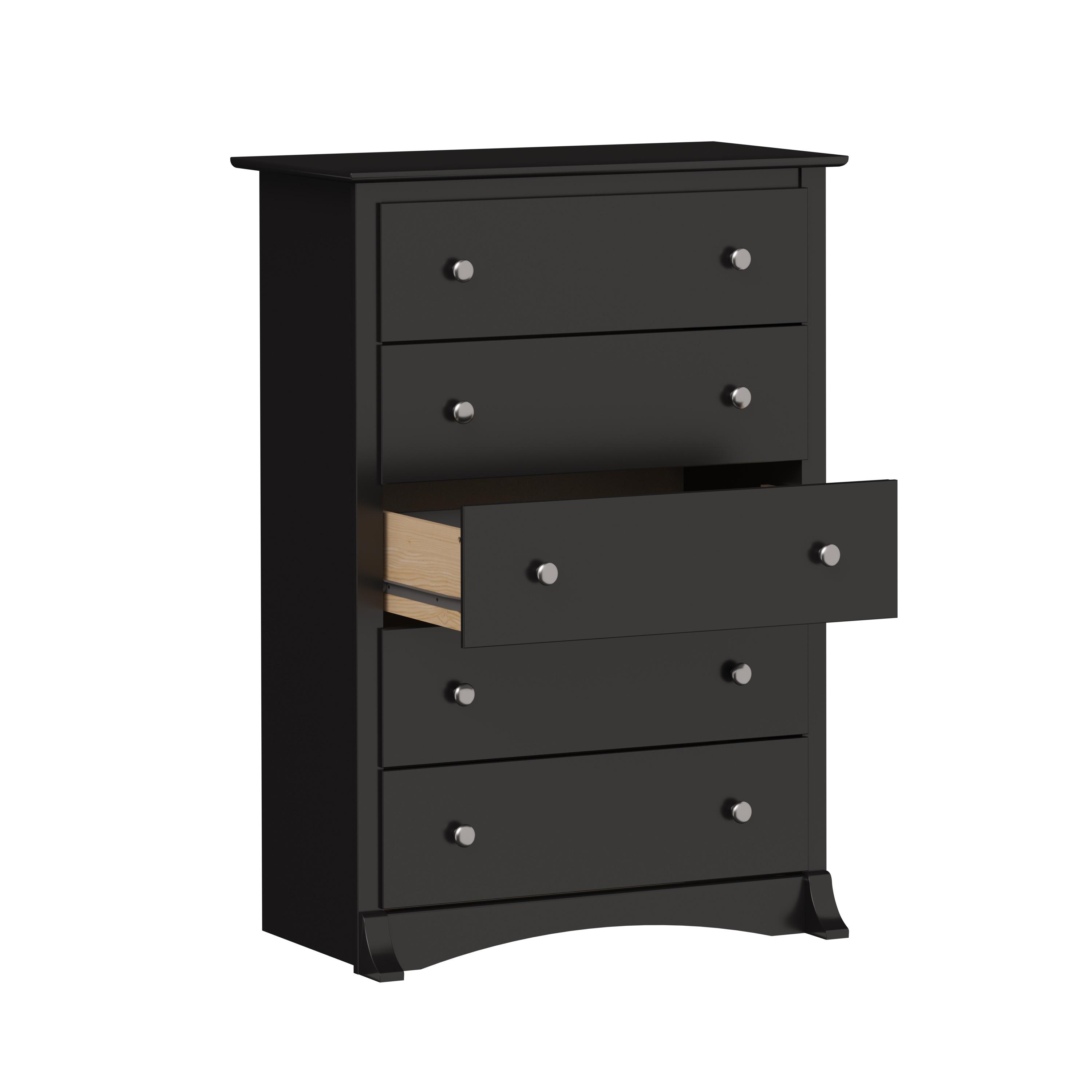 Prepac Sonoma Superior 5-Drawer Chest for Bedroom - Spacious and Stylish Chest of Drawers, Measuring 17.75"D x 31.5"W x 44.75"H, In Black Finish