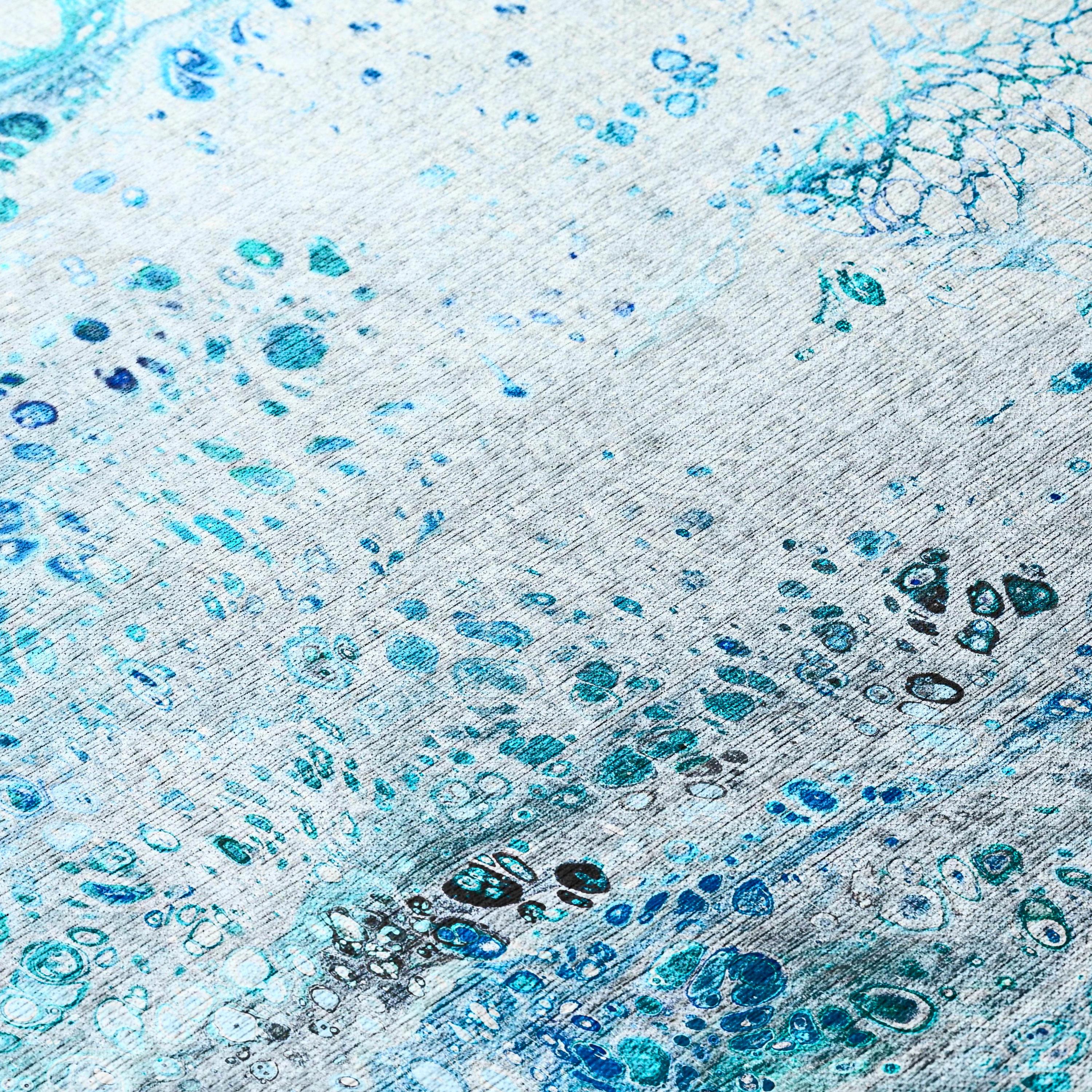 Karina Blue Contemporary Artistic Color Splash 1'8" x 2'6" Non-Skid Accent Rug
