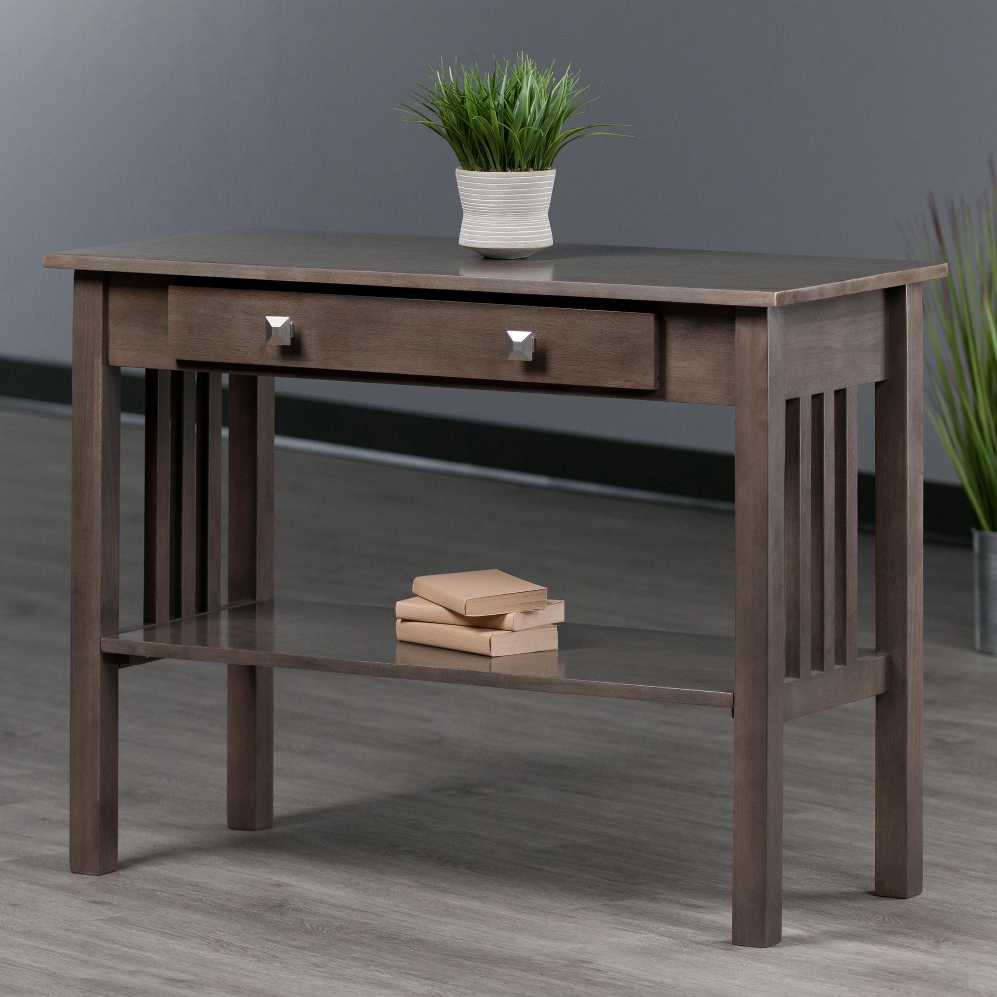 Stafford Console Hall Table Oyster Gray - Winsome: Modern Sofa Table with Storage Shelf & Drawer