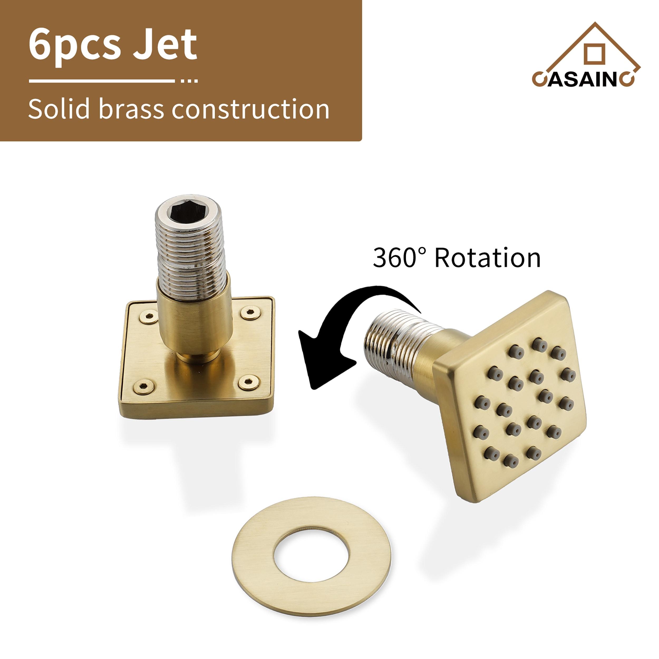 3 Functions 12 Inch Wall Mount Thermostatic Shower System with 6 Body Jets