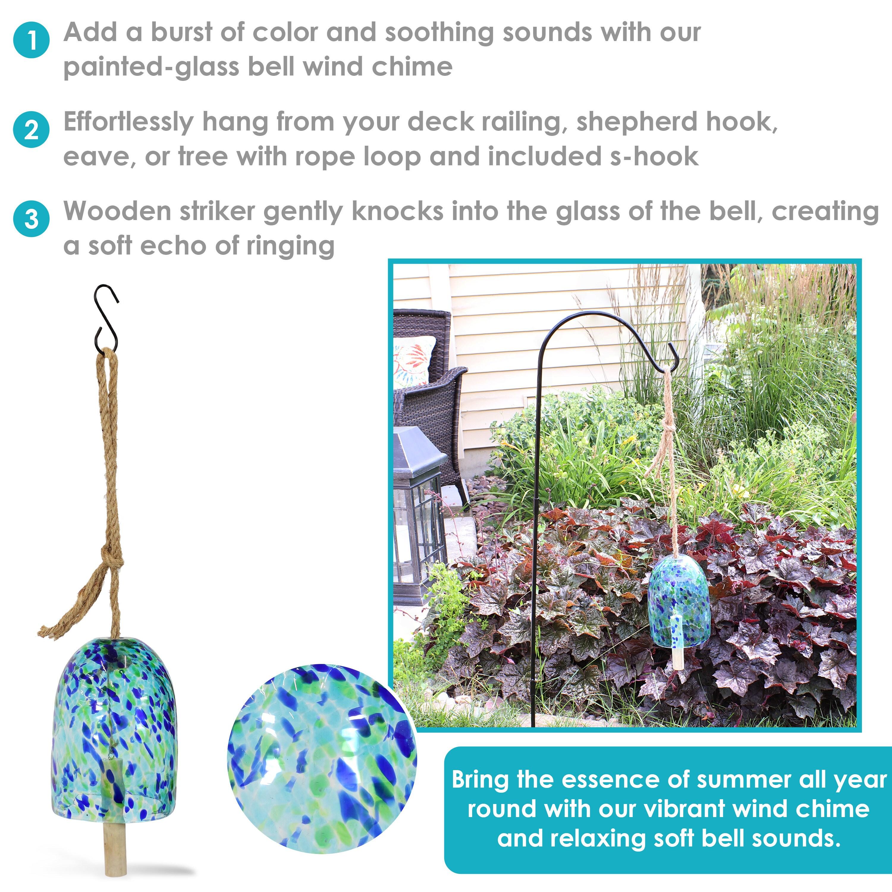 Sunnydaze Outdoor Natural Melody Glass Wind Bell Chime - 7.5" - Blue Freeze