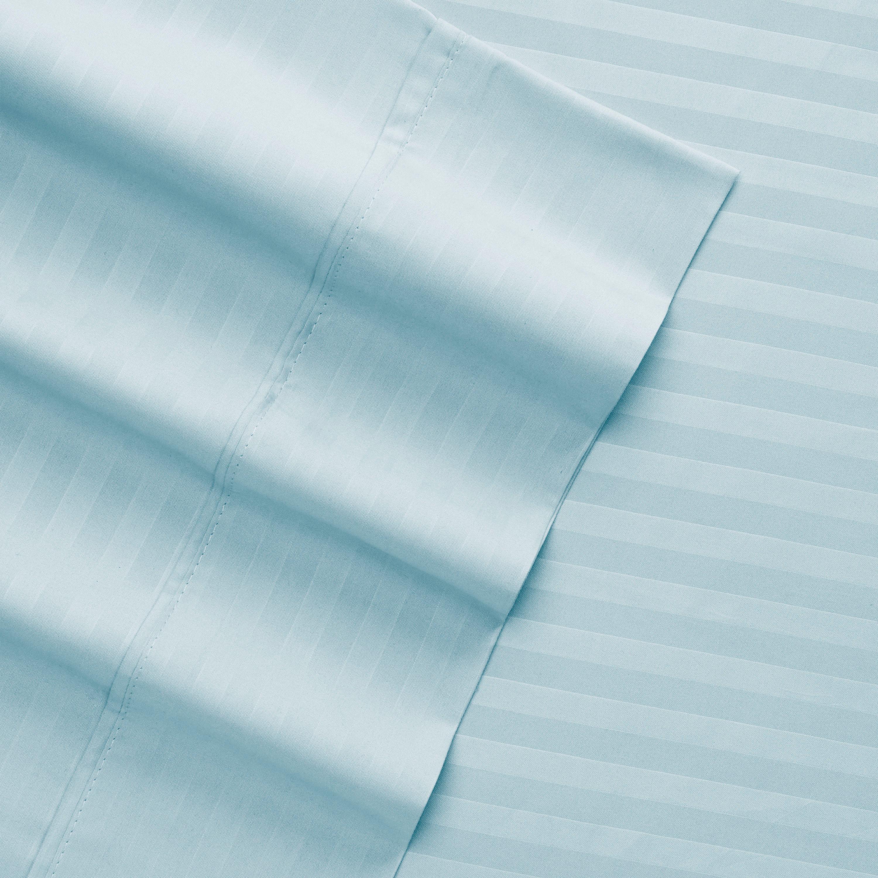 California King Aqua Striped Microfiber 4-Piece Sheet Set