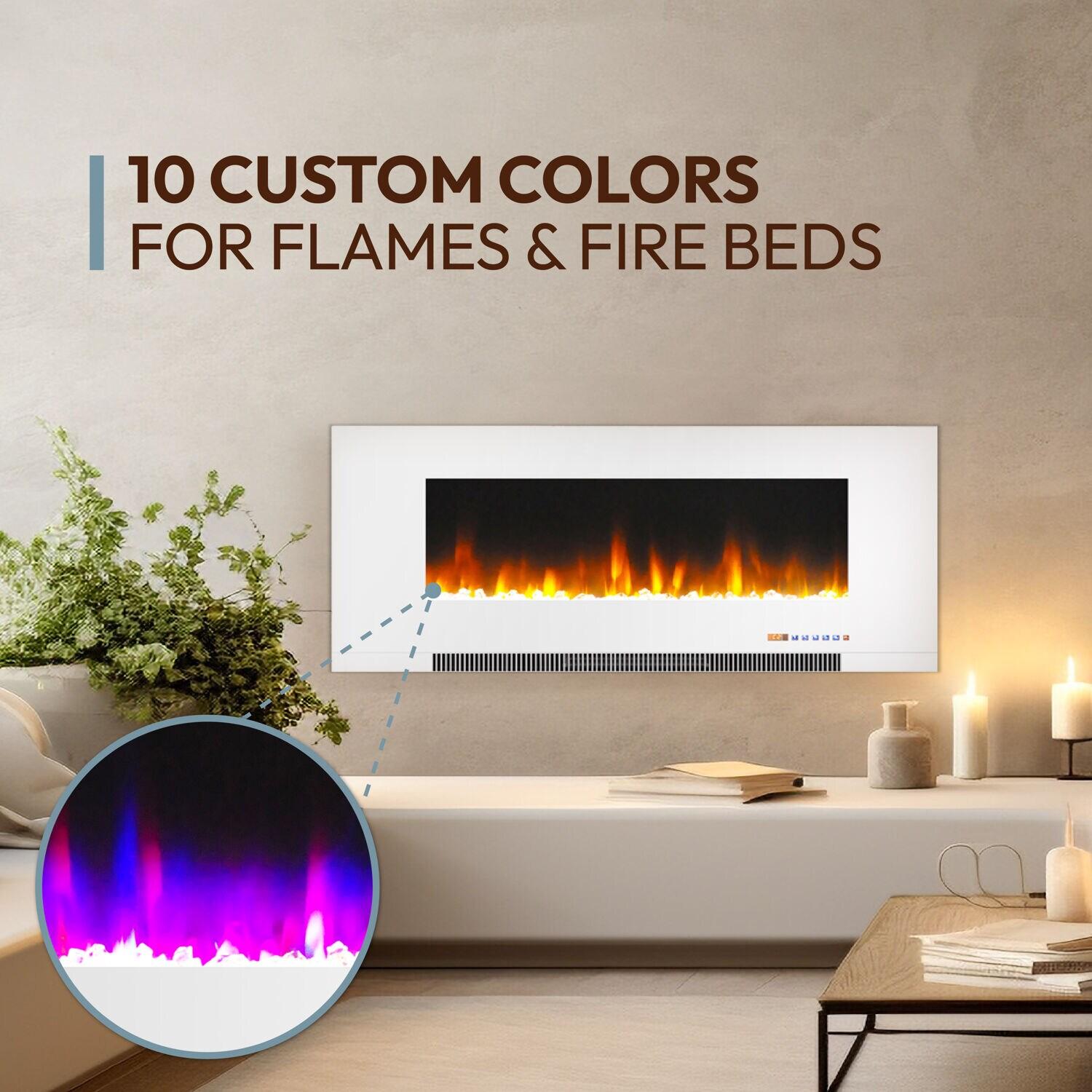 Cambridge Cambridge Wall Mount Electric Fireplace Heater with Remote Control for Indoor Use in Living Room, Bedroom, Home Office