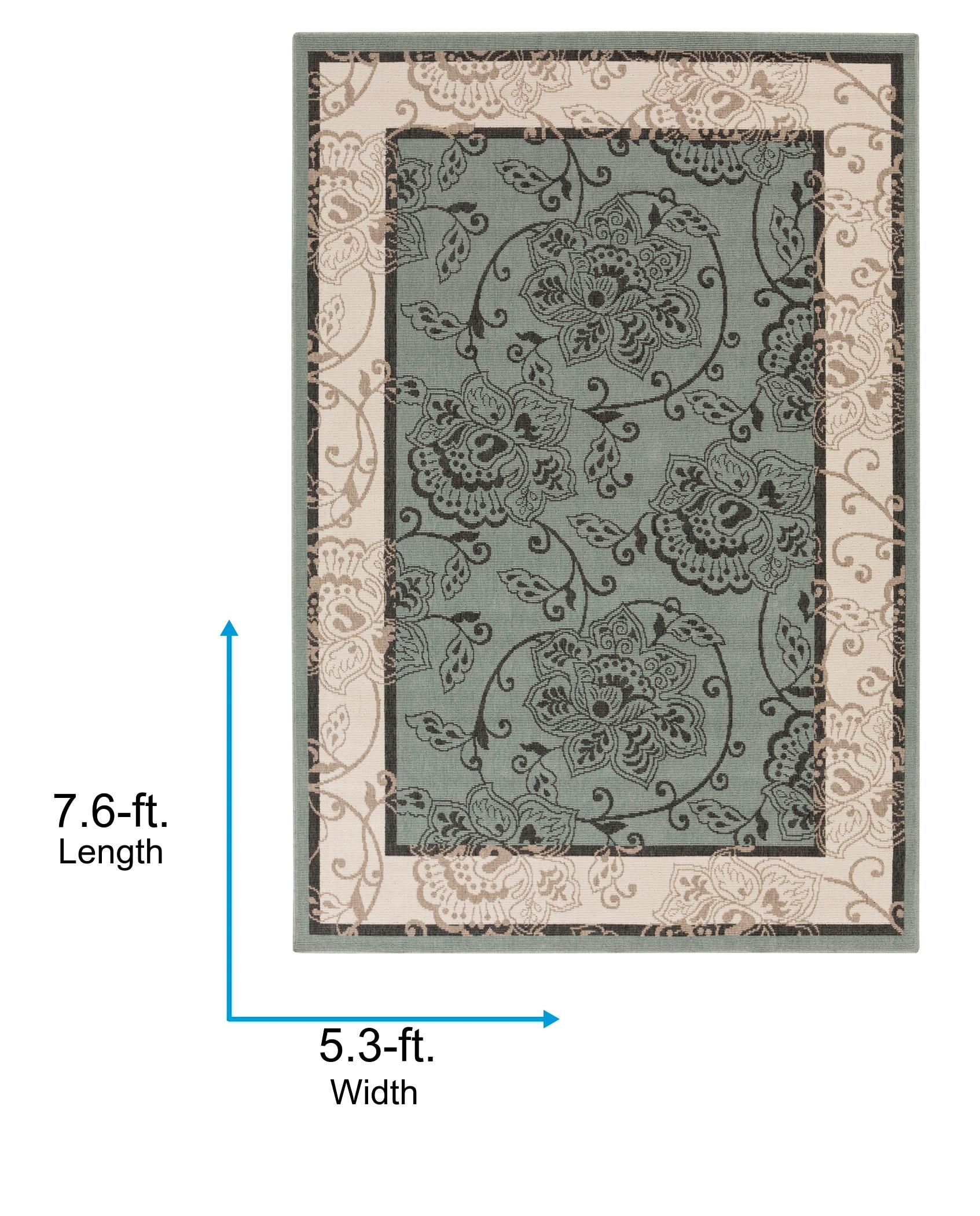 Livabliss Alfresco 5 x 8 (ft) Synthetic Sage Rectangular Indoor/Outdoor Floral/Botanical Tropical Area rug