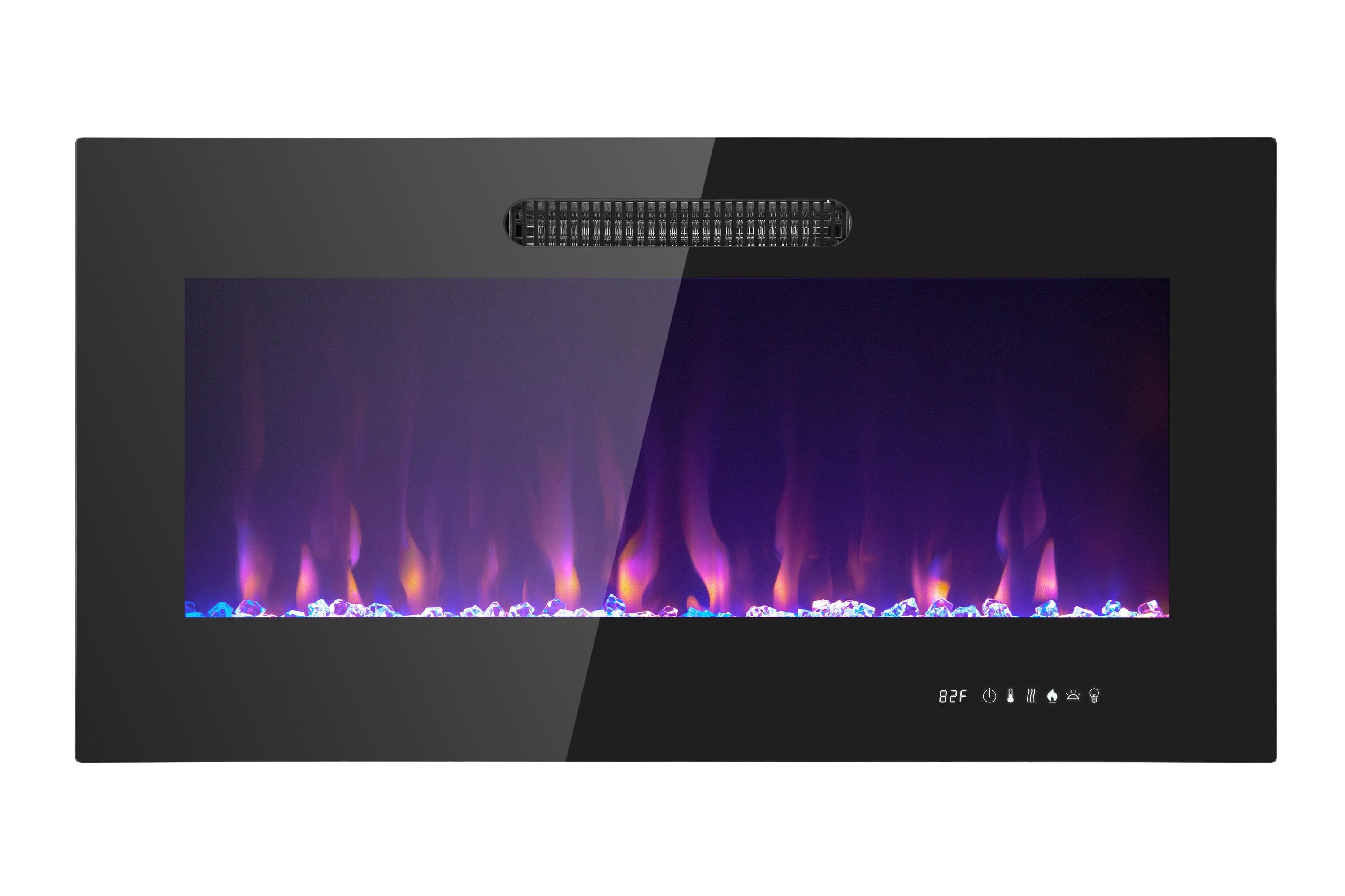 Prominence Home 36x19" Electric Remote Controlled LED Wall Mount Fireplace with Adjustable Heat and Brightness Settings