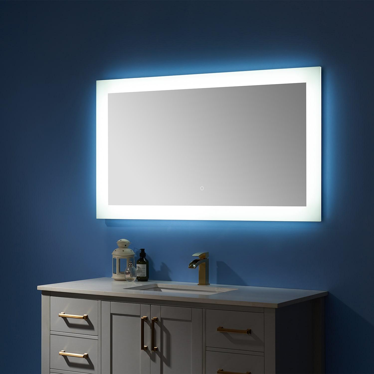 Vinnova Callista 48" Rectangle LED Lighted Bathroom Vanity Wall Mirror, Clear