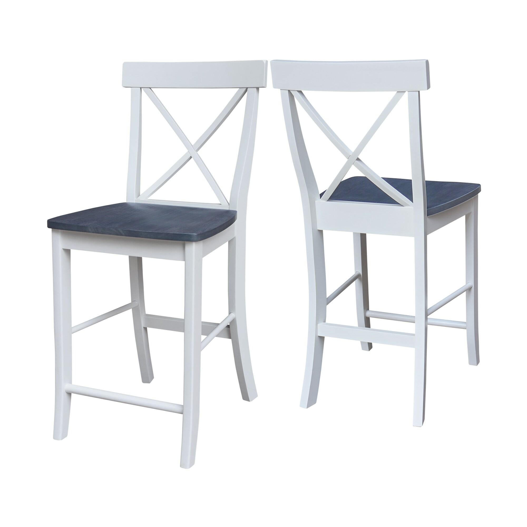 24&#34; X Back Counter Height Barstool Barstool White - International Concepts