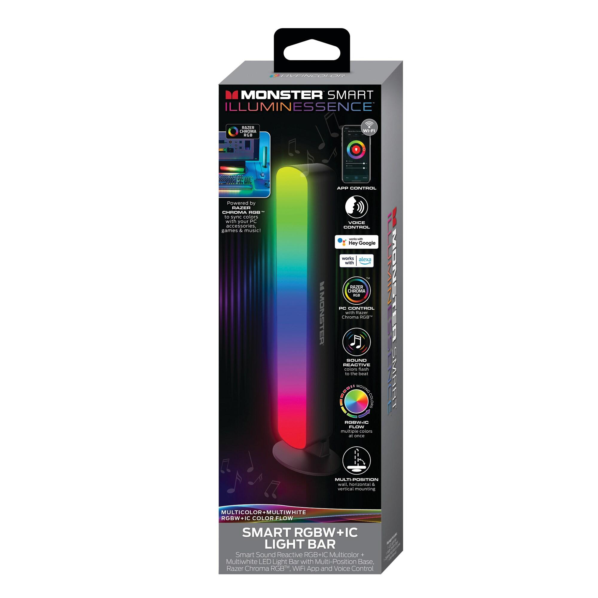 Monster LED Smart Wi-Fi Color Flow Light Bar, Customizable Color, All Occasion Strip Lights
