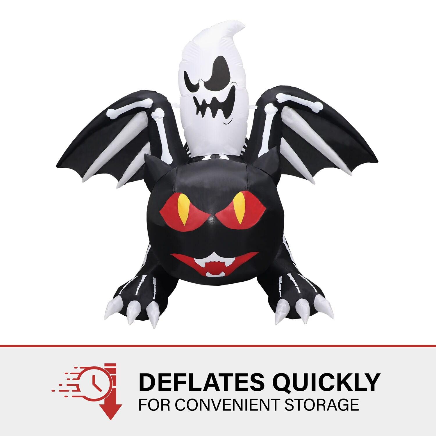 Haunted Hill Farm Inflatable Black Cat with Ghost, 5-ft.