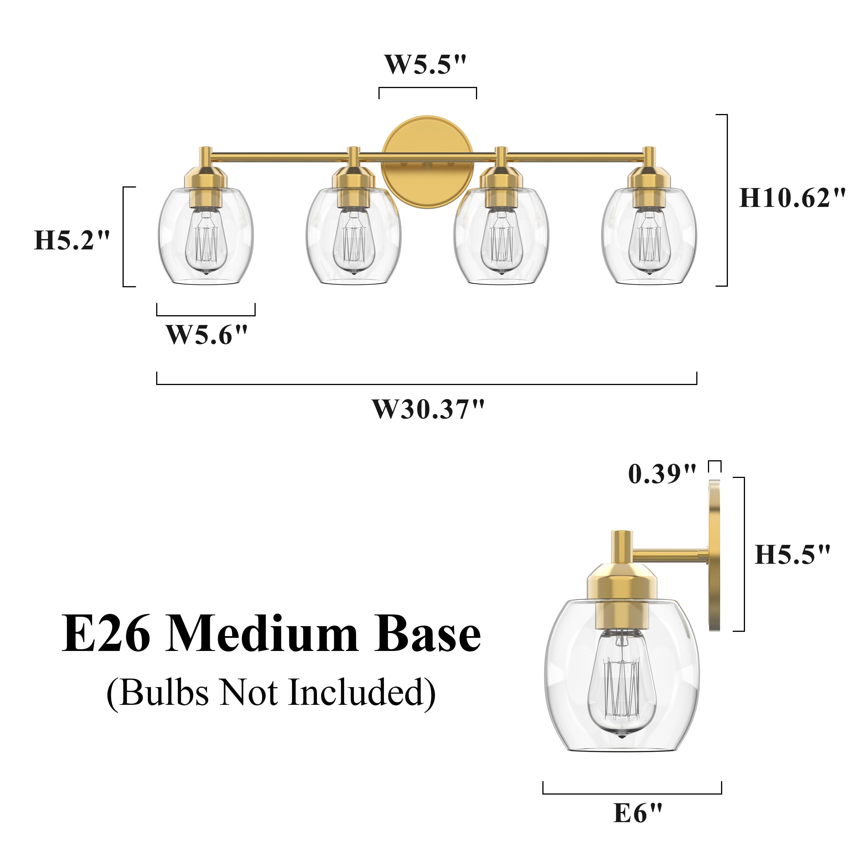 KAWOTI 4-Light Bathroom Light Fixtures, Antique Brass Vanity Wall Lamps over Mirror Bedroom Living Room Hallway