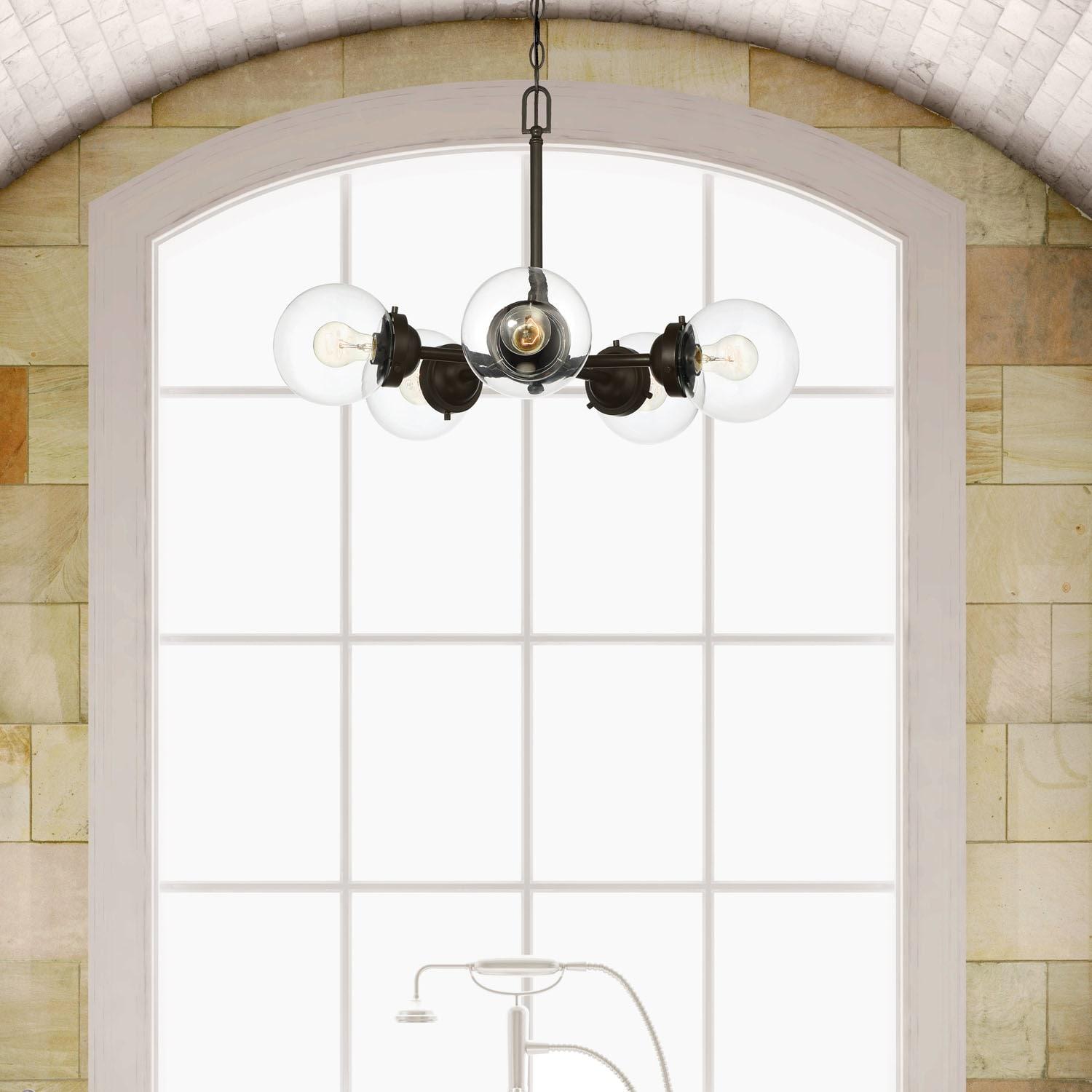 95985-ORB Knoll - Five Light Chandelier, Oil Rubbed Finish with Clear Glass