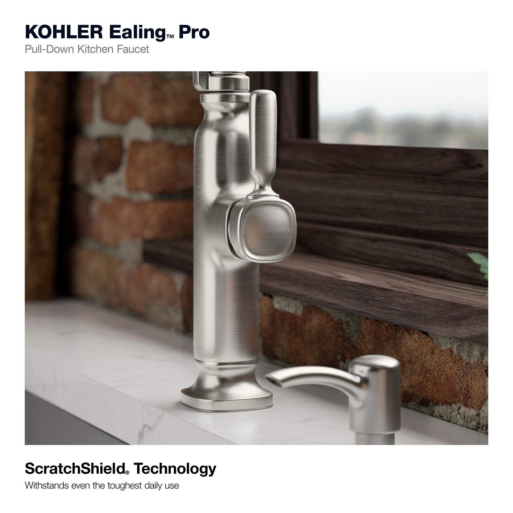 Ealing Stainless Steel Pull-Down Kitchen Faucet with Soap Dispenser