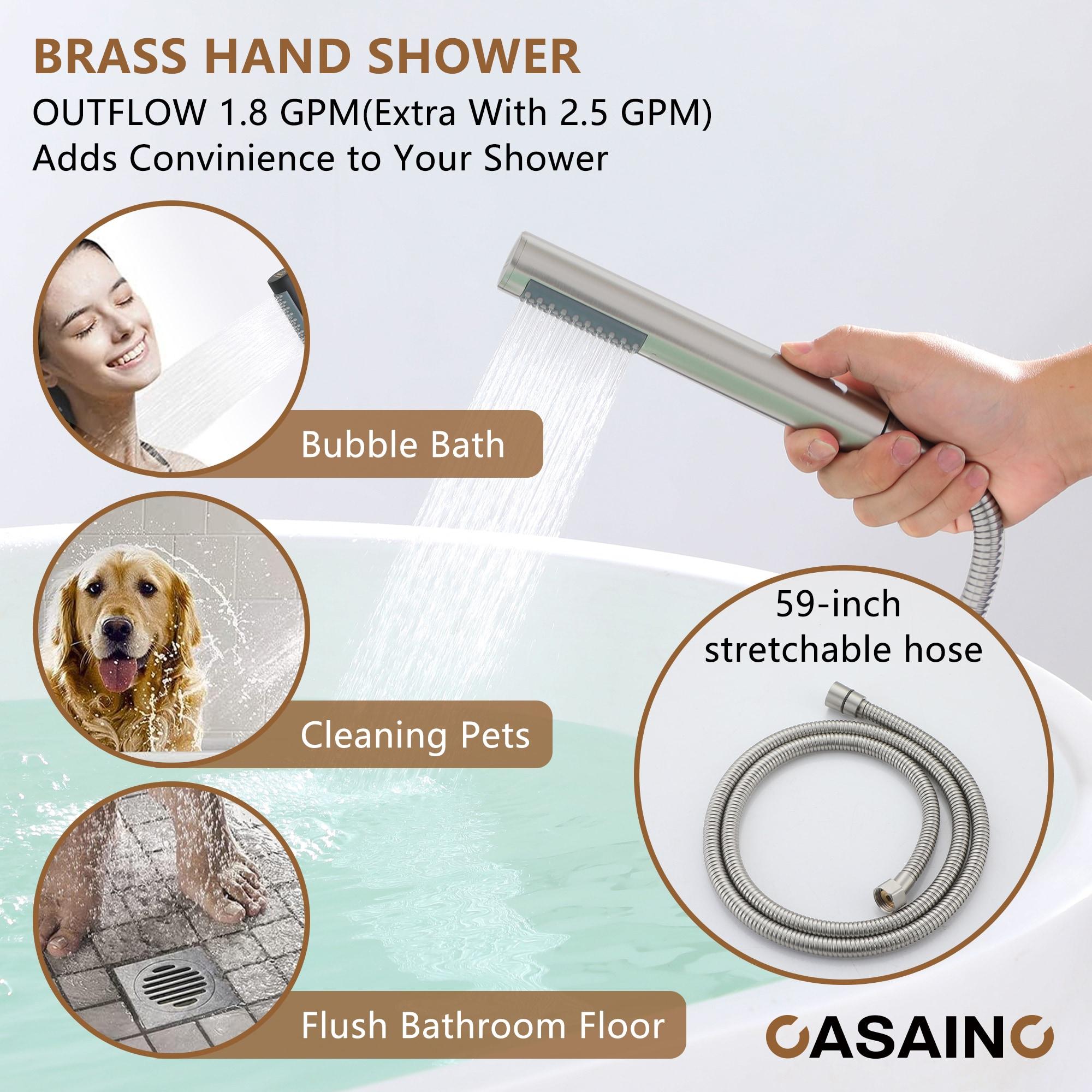 CASAINC KCLT0054-BN Single Handle Freestanding Bathtub Faucet with Diverter and Handshower