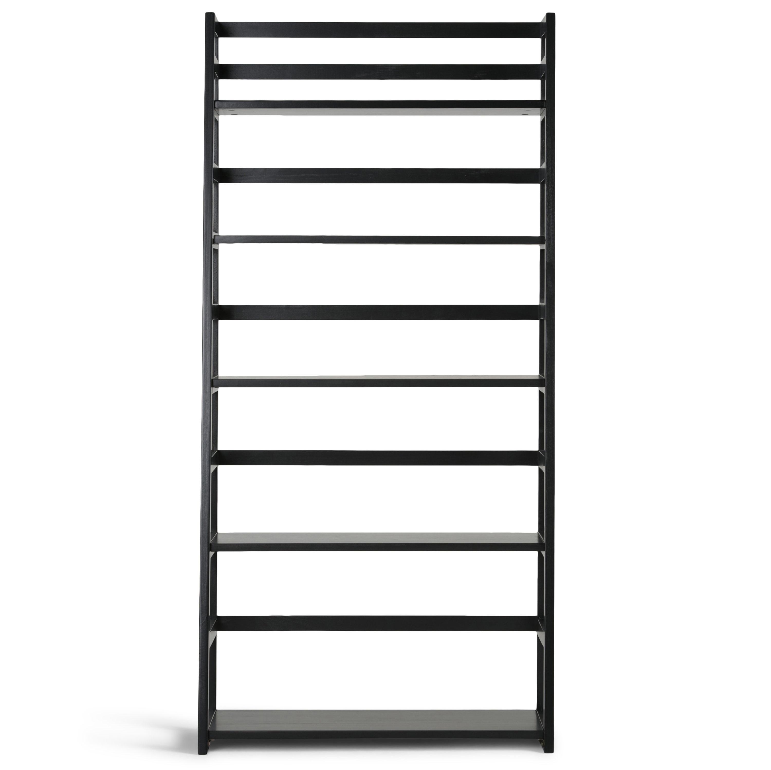 Acadian Solid Wood 30" Transitional Black Ladder Shelf