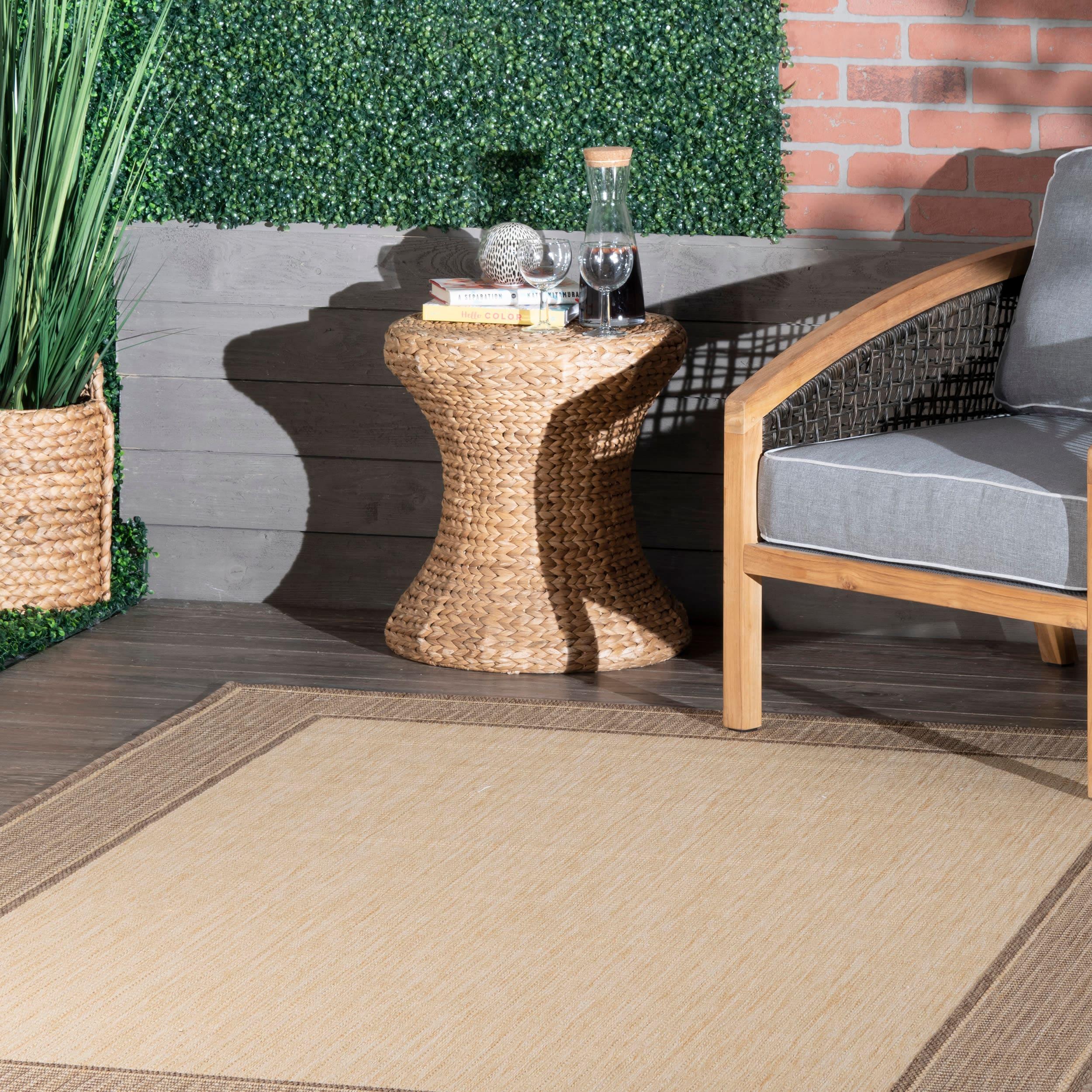 Nuloom Gris Bordered 3x5 Indoor/Outdoor Accent Rug for Living Room Patio Deck Front Porch Entryway Kitchen, Beige/Tan