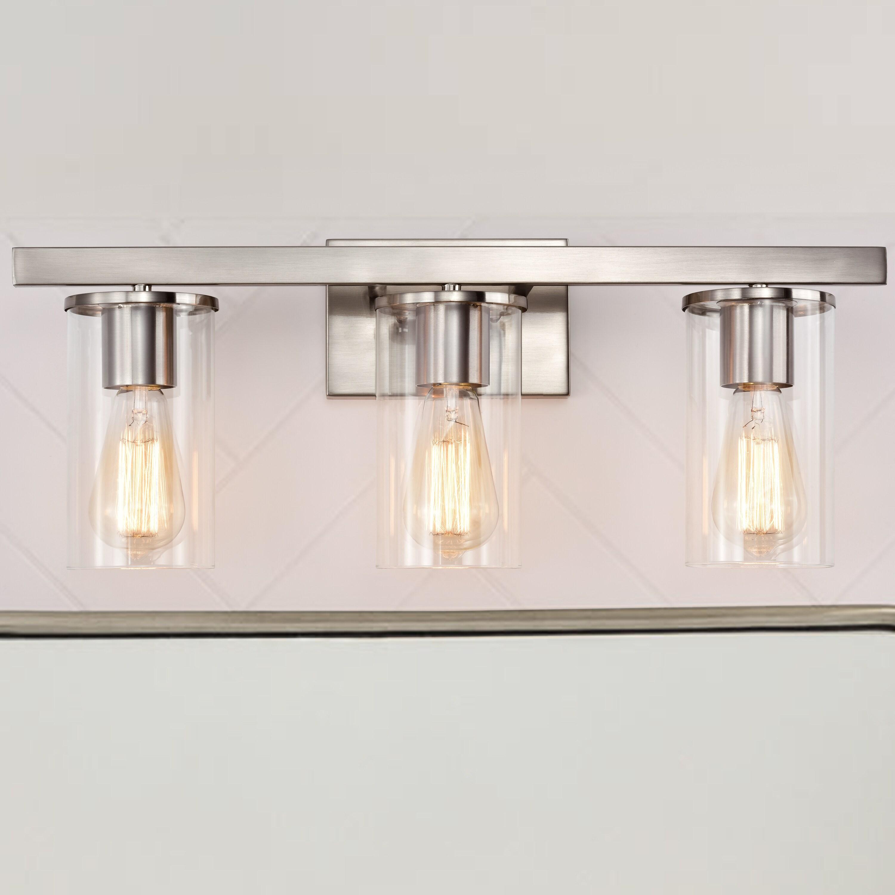 C Cattleya 3-Light Vanity Light with Clear Glass Shades Brushed Nickel Nickel Brushed