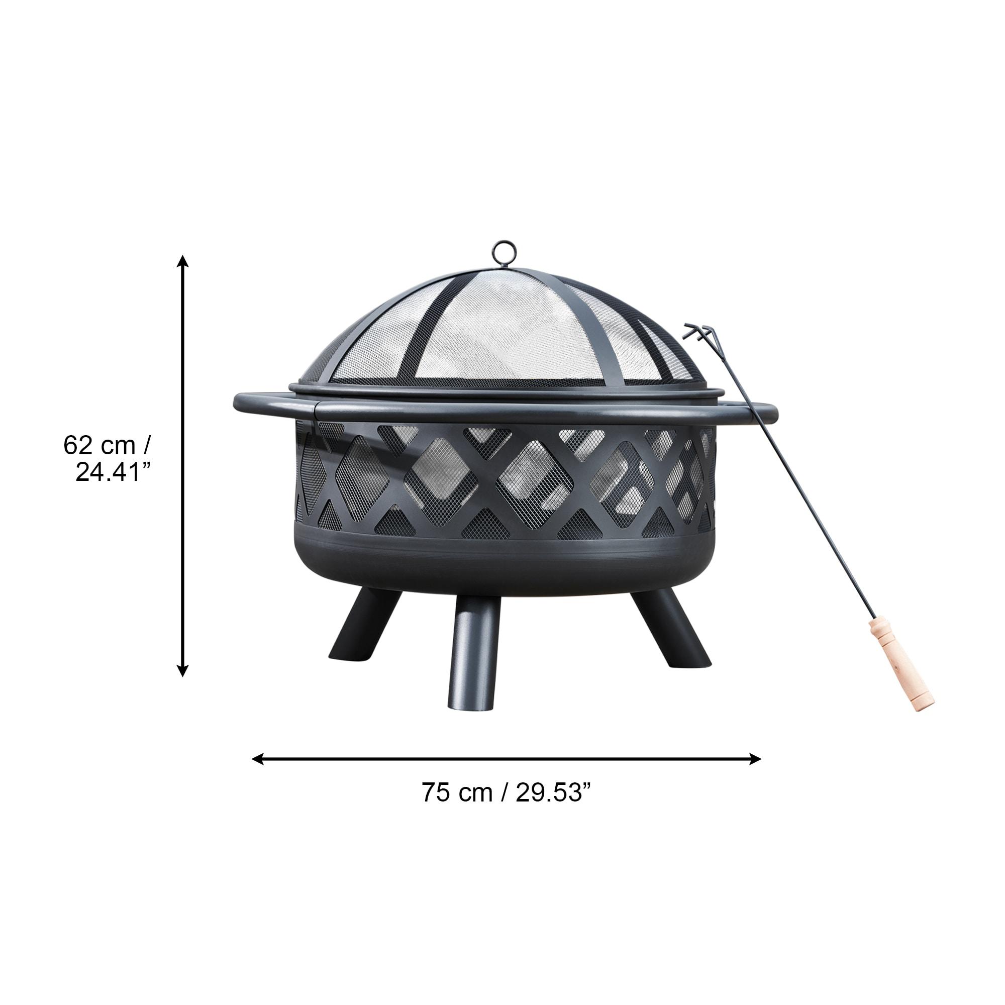 Heisey 30" Outdoor Round Wood Burning Fire Pit with Steel Base