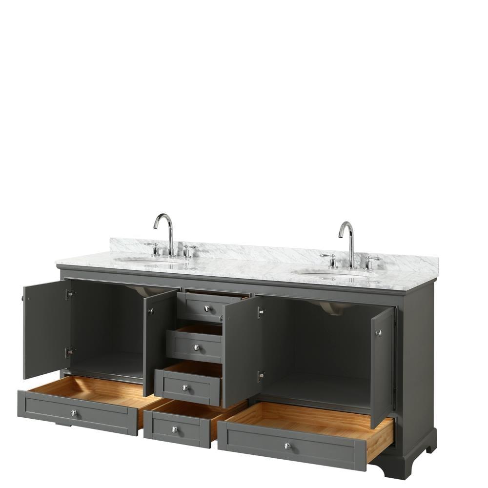 Wyndham Collection Deborah 80'' Double Bathroom Vanity with Marble Top