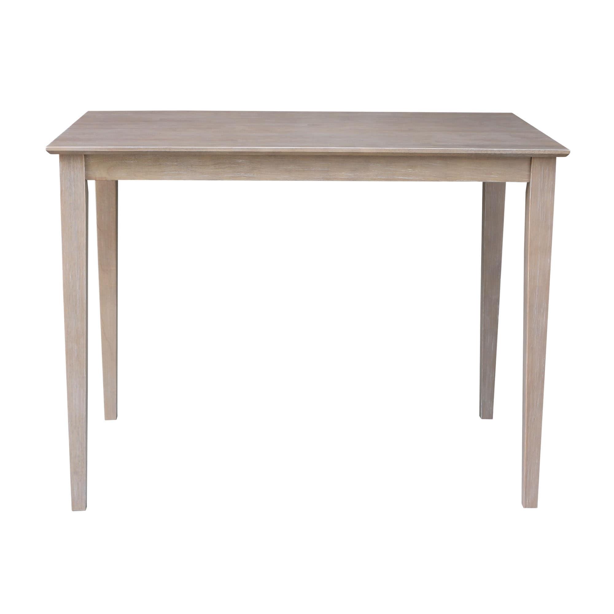 Solid Wood 30" X 48" Counter Height Table Washed Gray Taupe - International Concepts: Parawood, Non-Extension, Modern Style