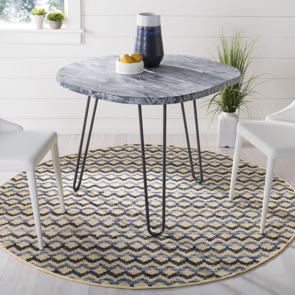 Montauk MTK120 Hand Woven Indoor Area Rug - Gold/Blue/Black - 6' Round - Safavieh