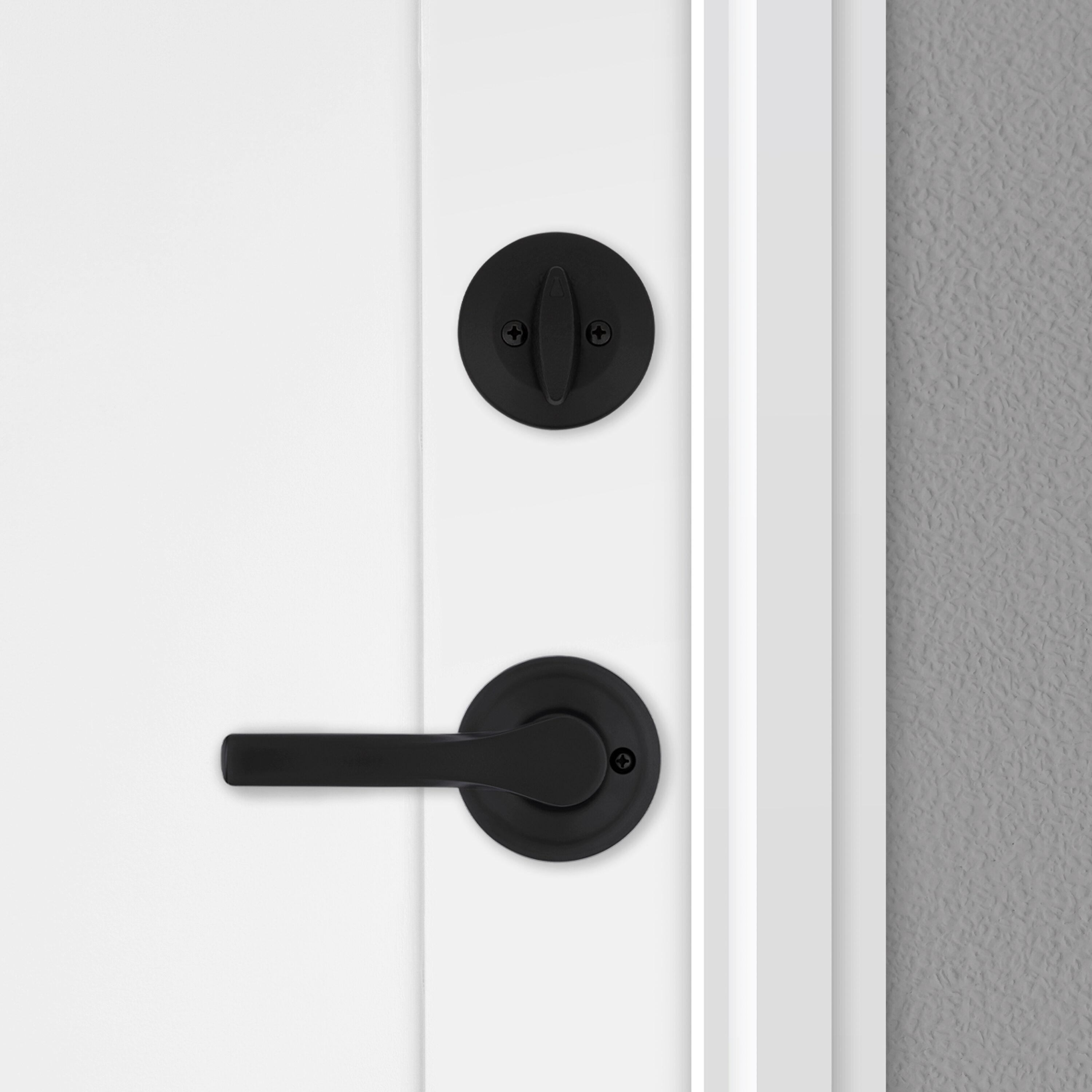 Matte Black Single Cylinder Deadbolt Entry Door Handleset