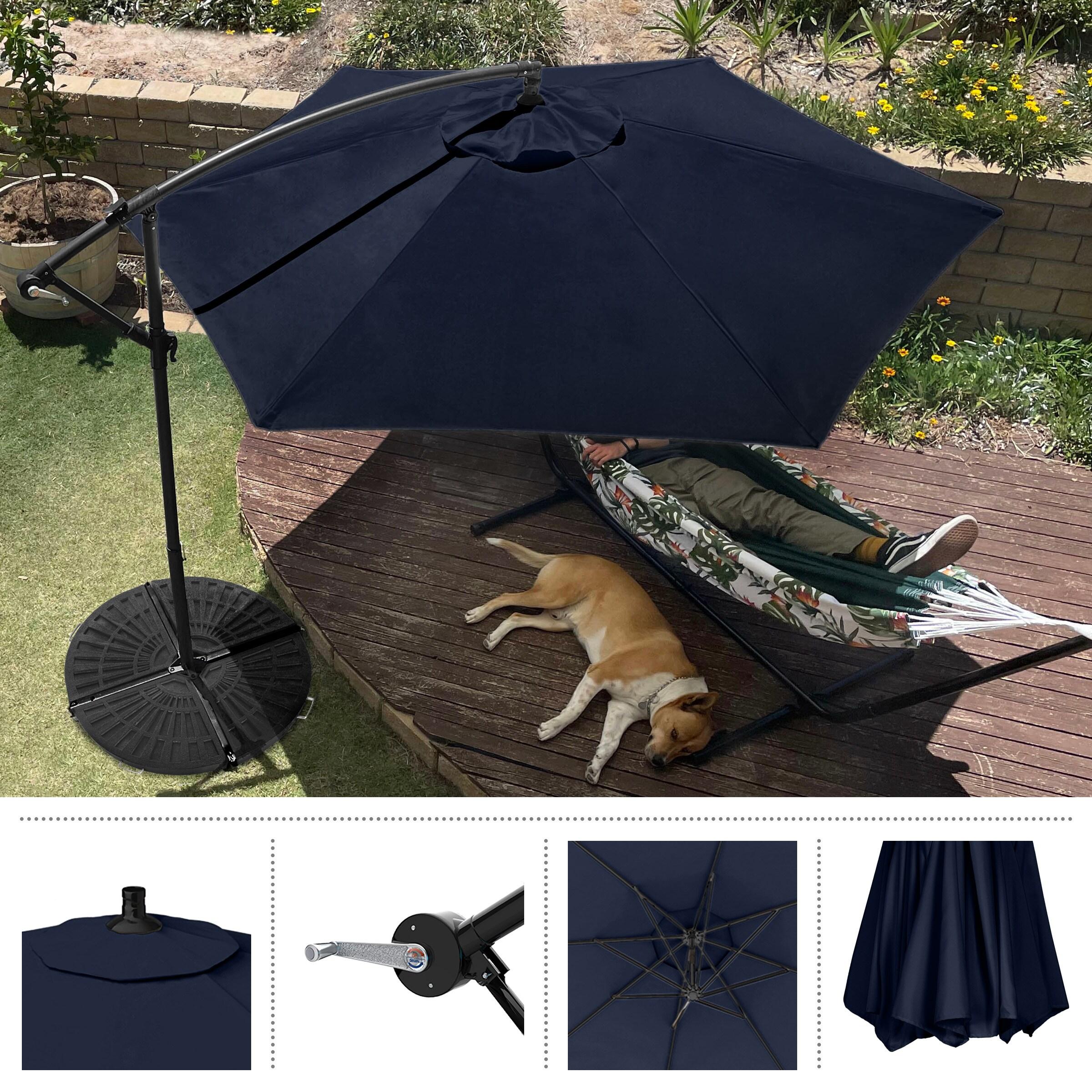 Navy Blue 10-Foot Offset Cantilever Patio Umbrella with Aluminum Pole