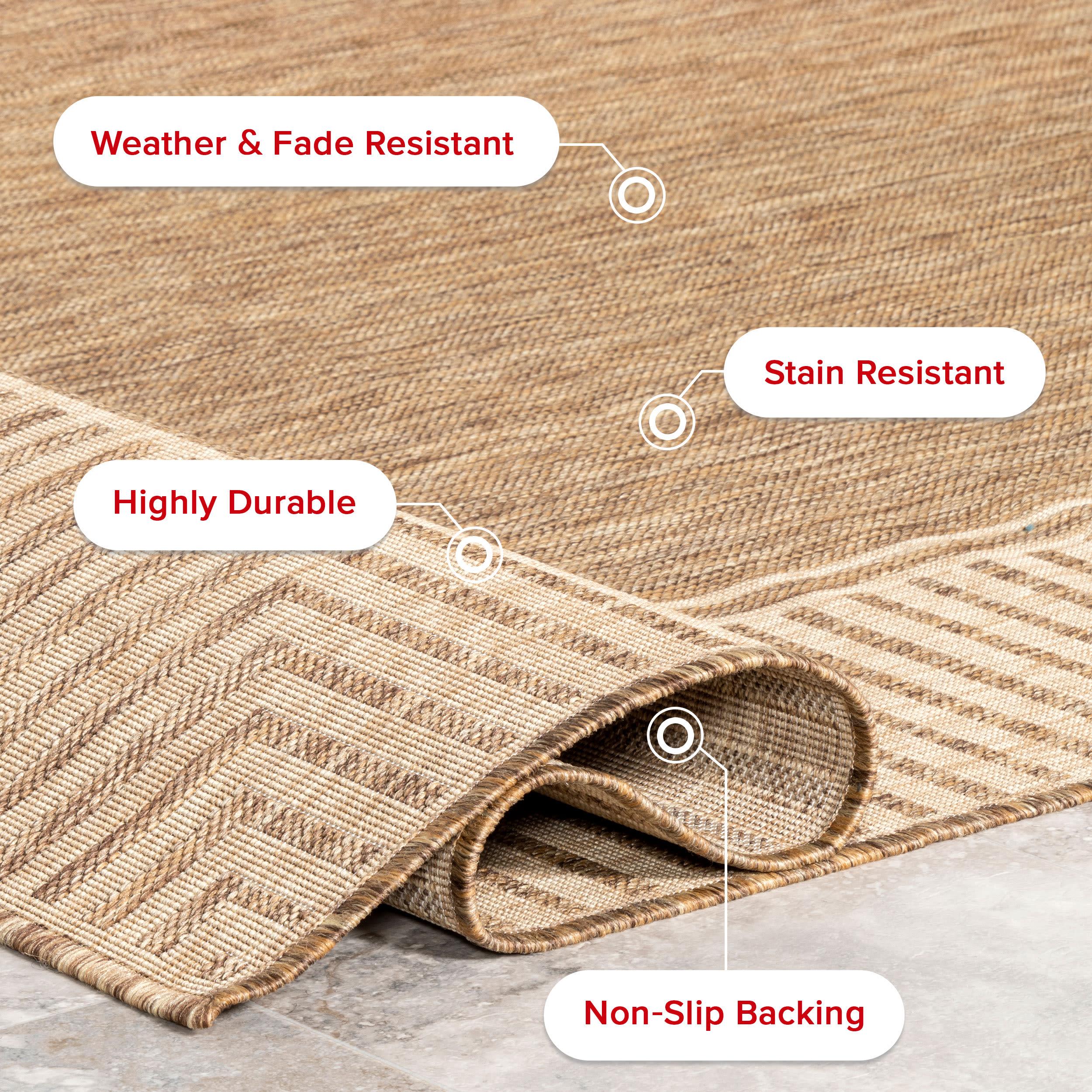 nuLOOM 4' x 6' Outdoor Area Rug, Stain Resistant, Weather Resistant, High Traffic, Patio, Balcony, Outside, Living Room, Dining Room, Asha Light Brown