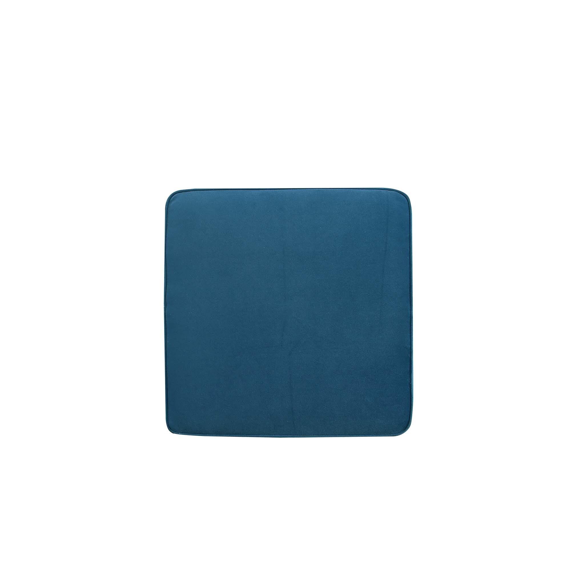 Manhattan Comfort Abigail Velvet Upholstered Ottoman Blue: Square, Padded, Mid-Century Modern, No Assembly Required