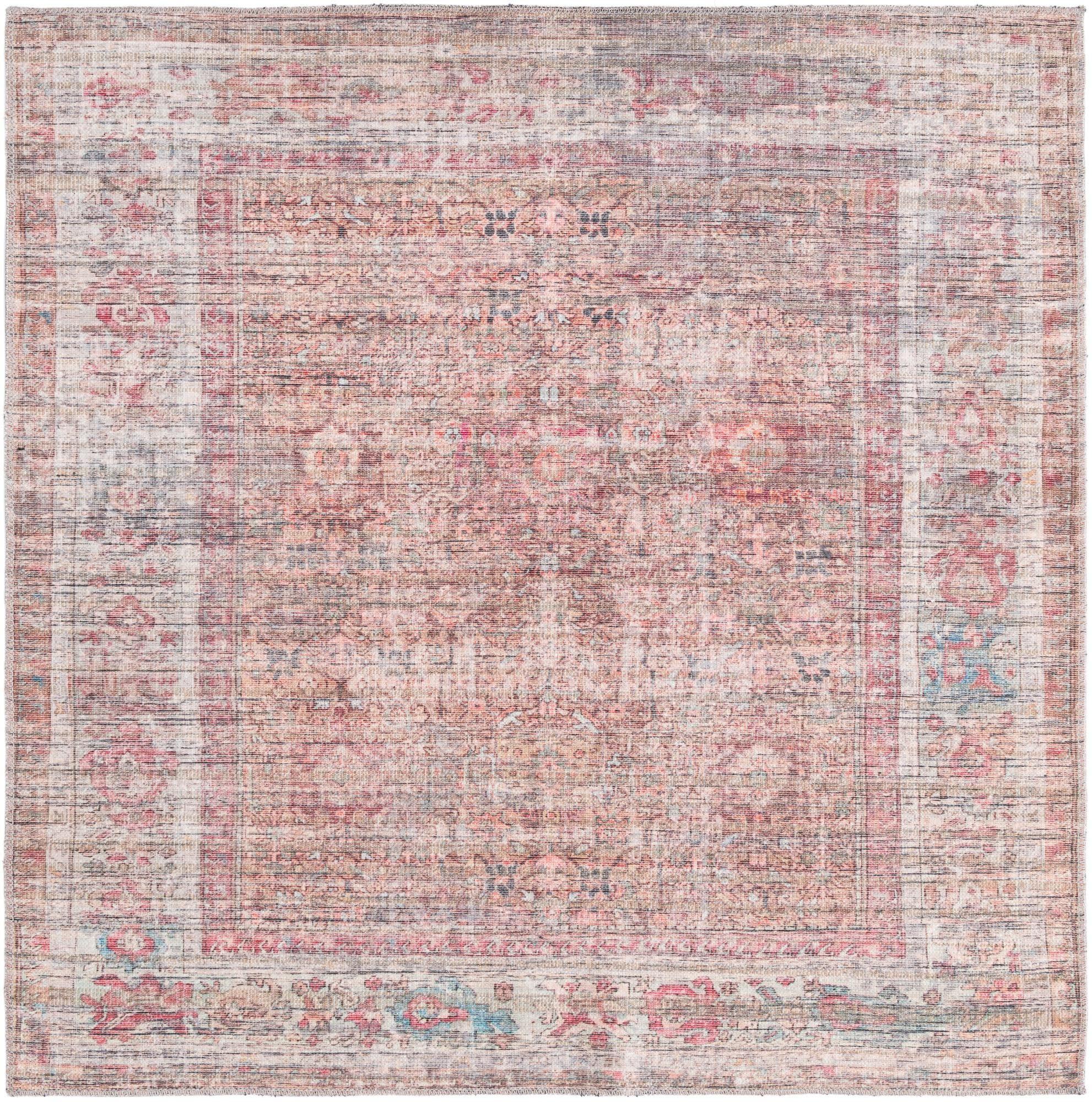 Unique Loom 5' 3 x 5' 3 Nostalgia Euphoria Machine Washable Rust Red and Brown Area Rug