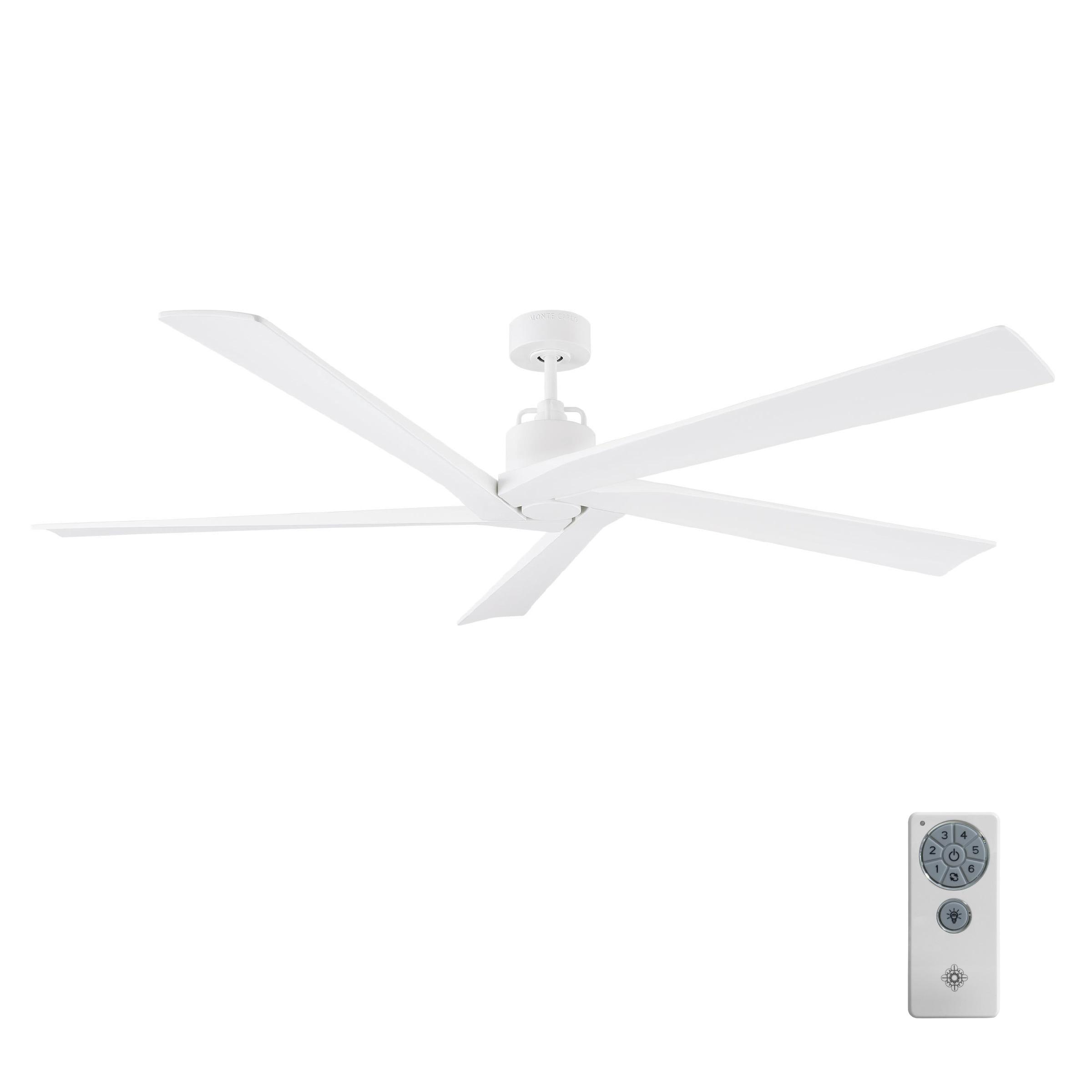 Aspen 70" Matte White Ceiling Fan with Remote and Lighting