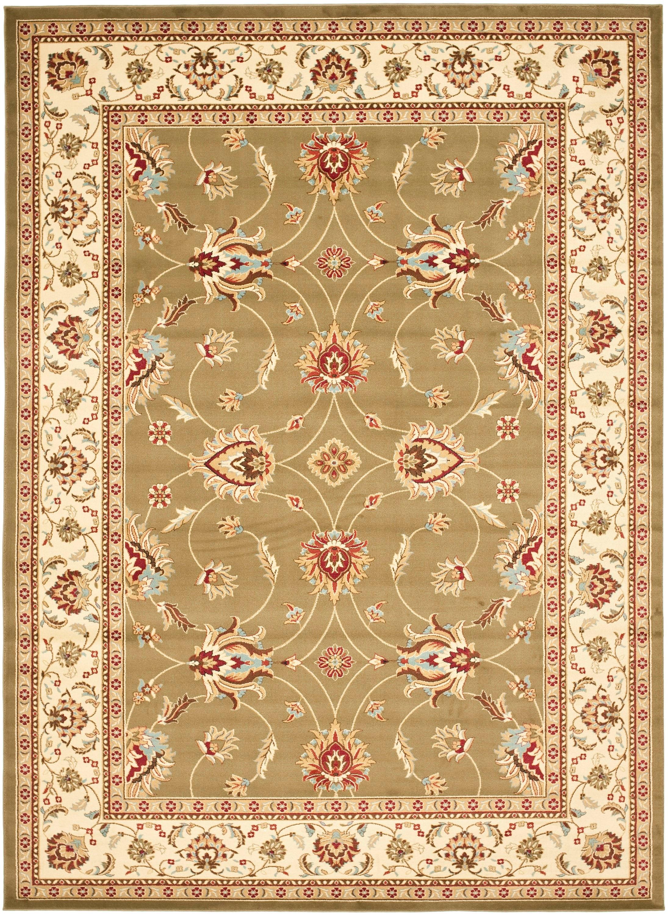 Lyndhurst LNH553 Power Loomed Area Rug - Green/Ivory - 8'9"x12' - Safavieh.