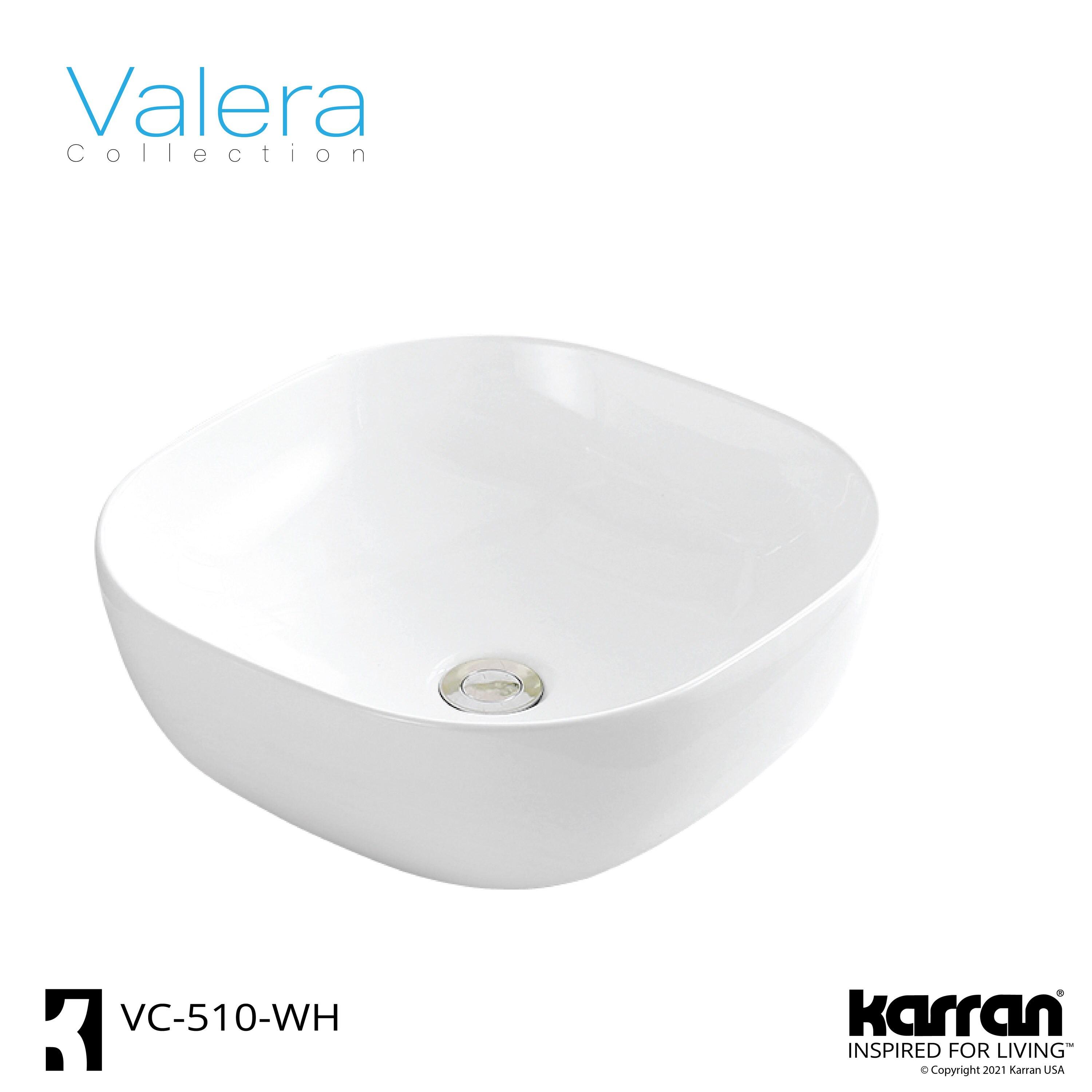 Karran Valera 17 In. Vitreous China Square Vessel Bathroom Sink