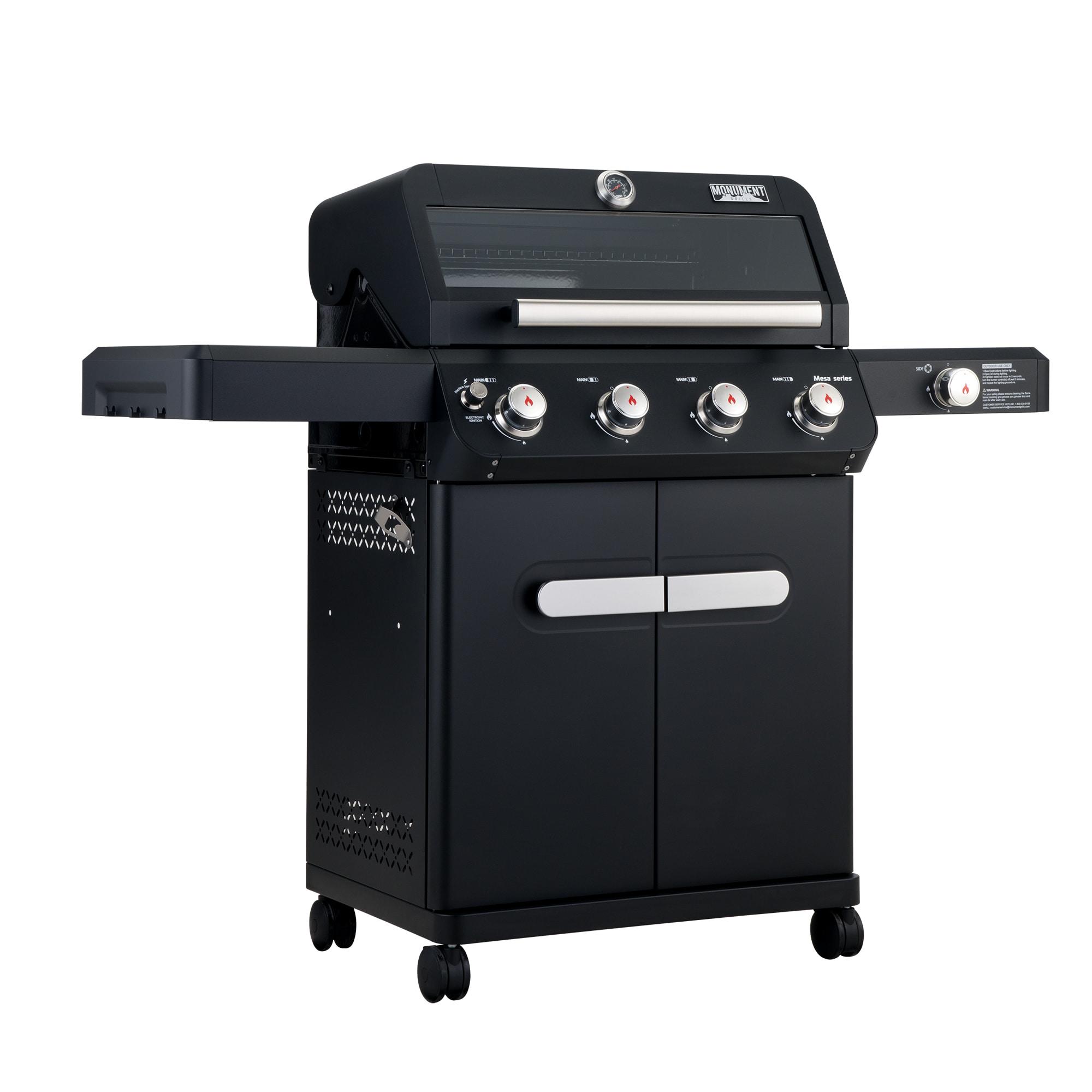 Monument Grills Mesa 425 4-Burner Liquid Propane 52000 BTU Gas Grill with side burner, Black