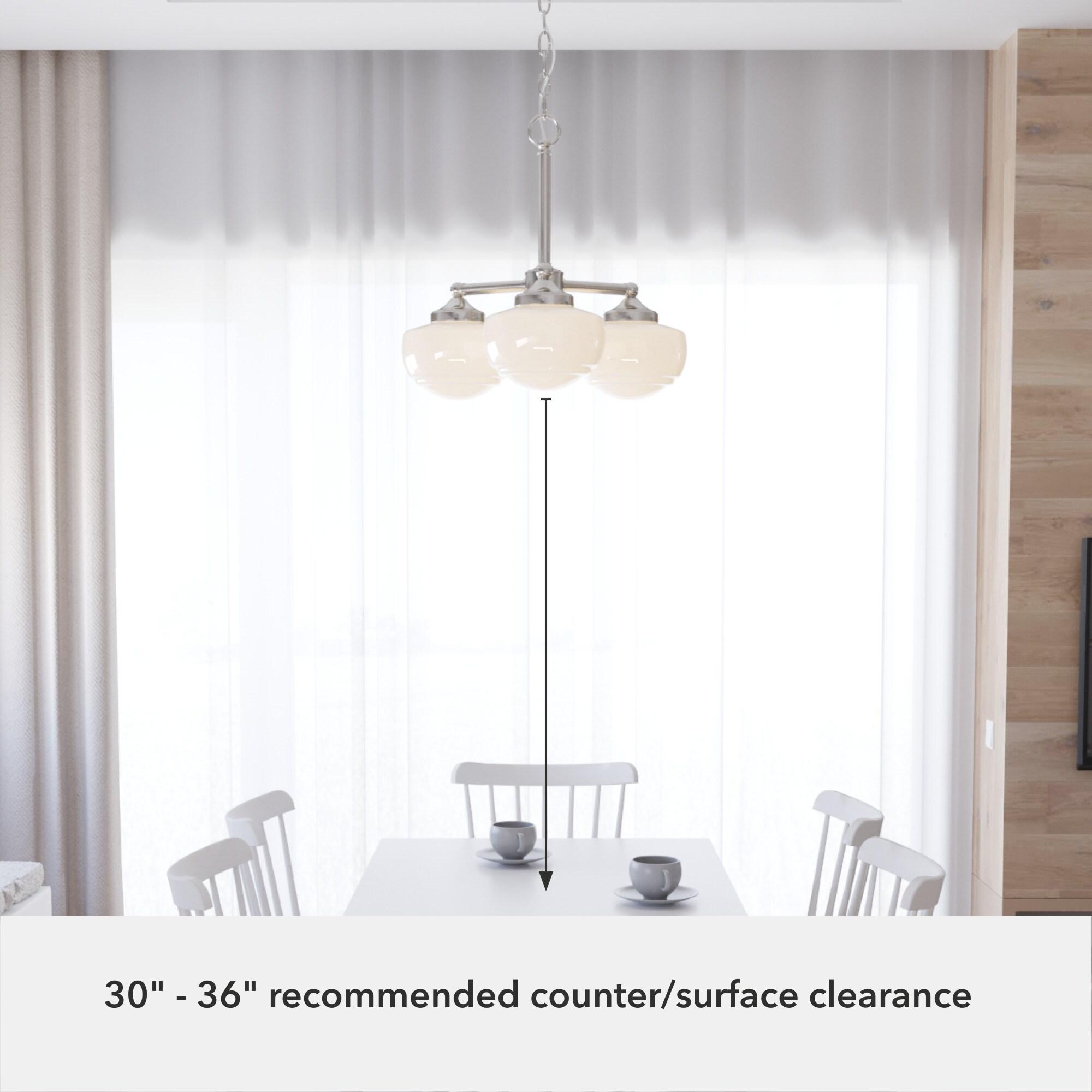 Hunter - Saddle Creek 3-light Brushed Nickel, Medium Size Chandelier, Dimmable, Schoolhouse Style, Candle Shaped, for Bedrooms, Kitchens, Dining, Living Rooms - 19355