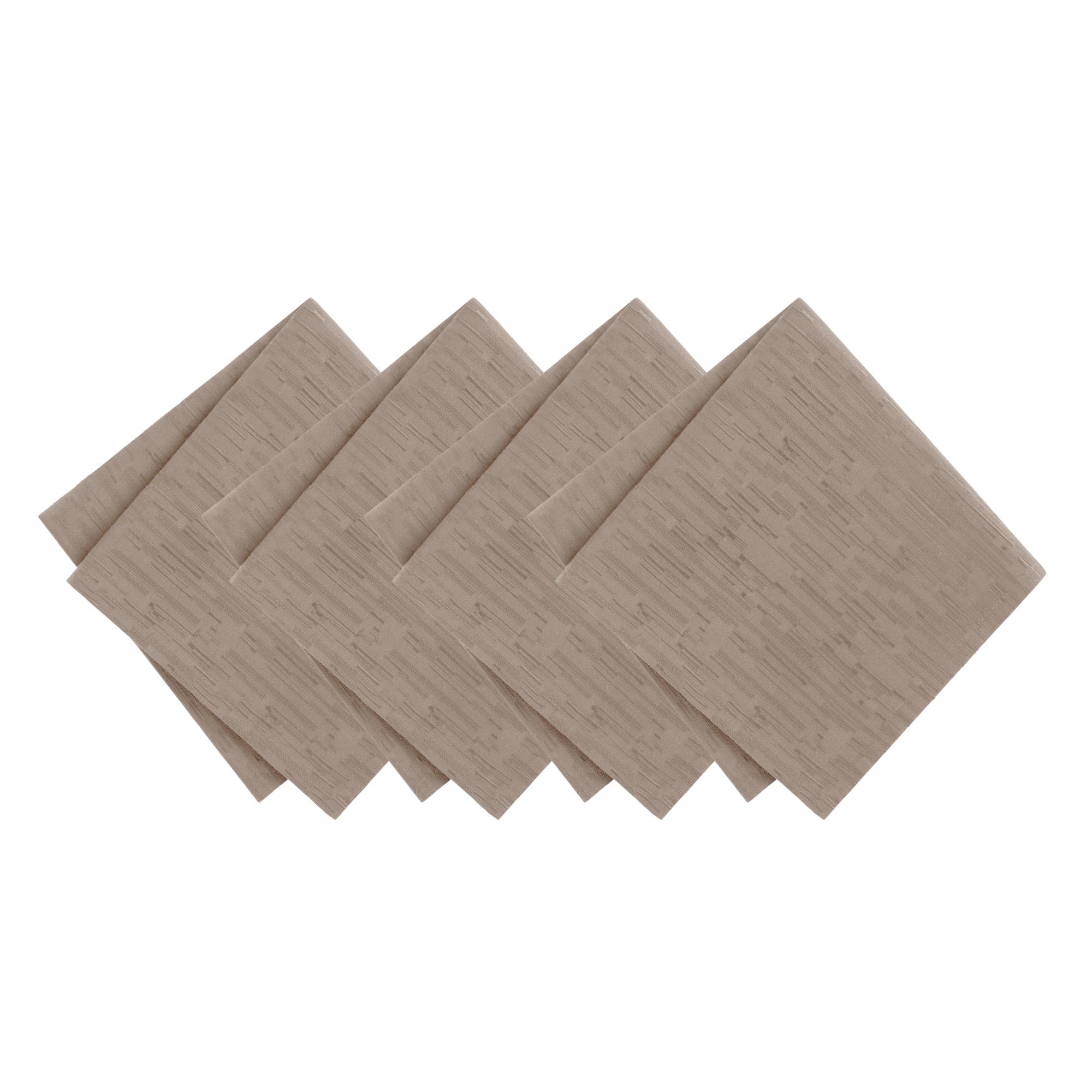 Continental Solid Texture Water and Stain Resistant Napkins, Set of 4 - 17" x 17" - Taupe - Elrene Home Fashions