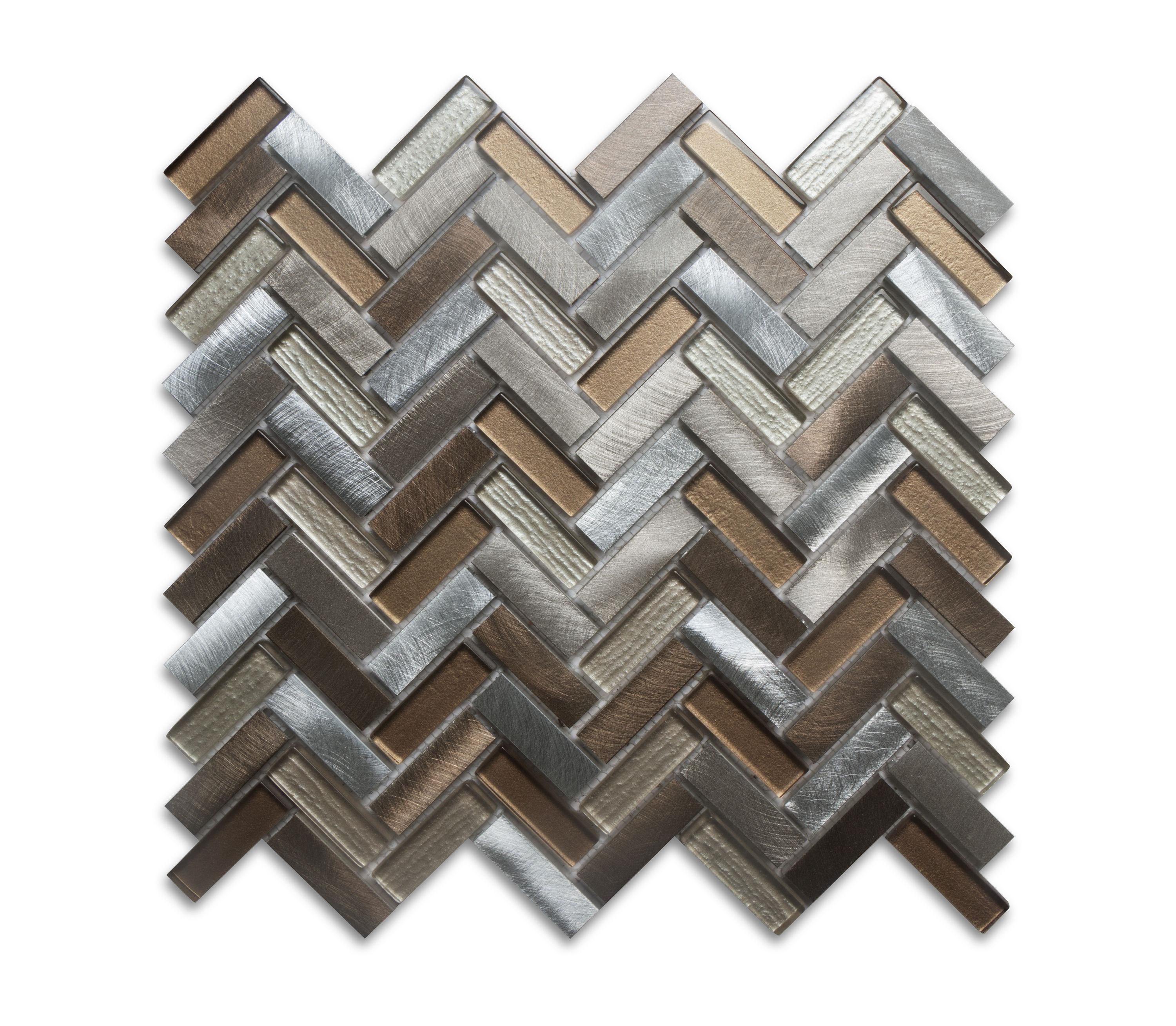 Twilight Series 0.5" x 2" Straight Edge Metal and Glass Mosaic Tile