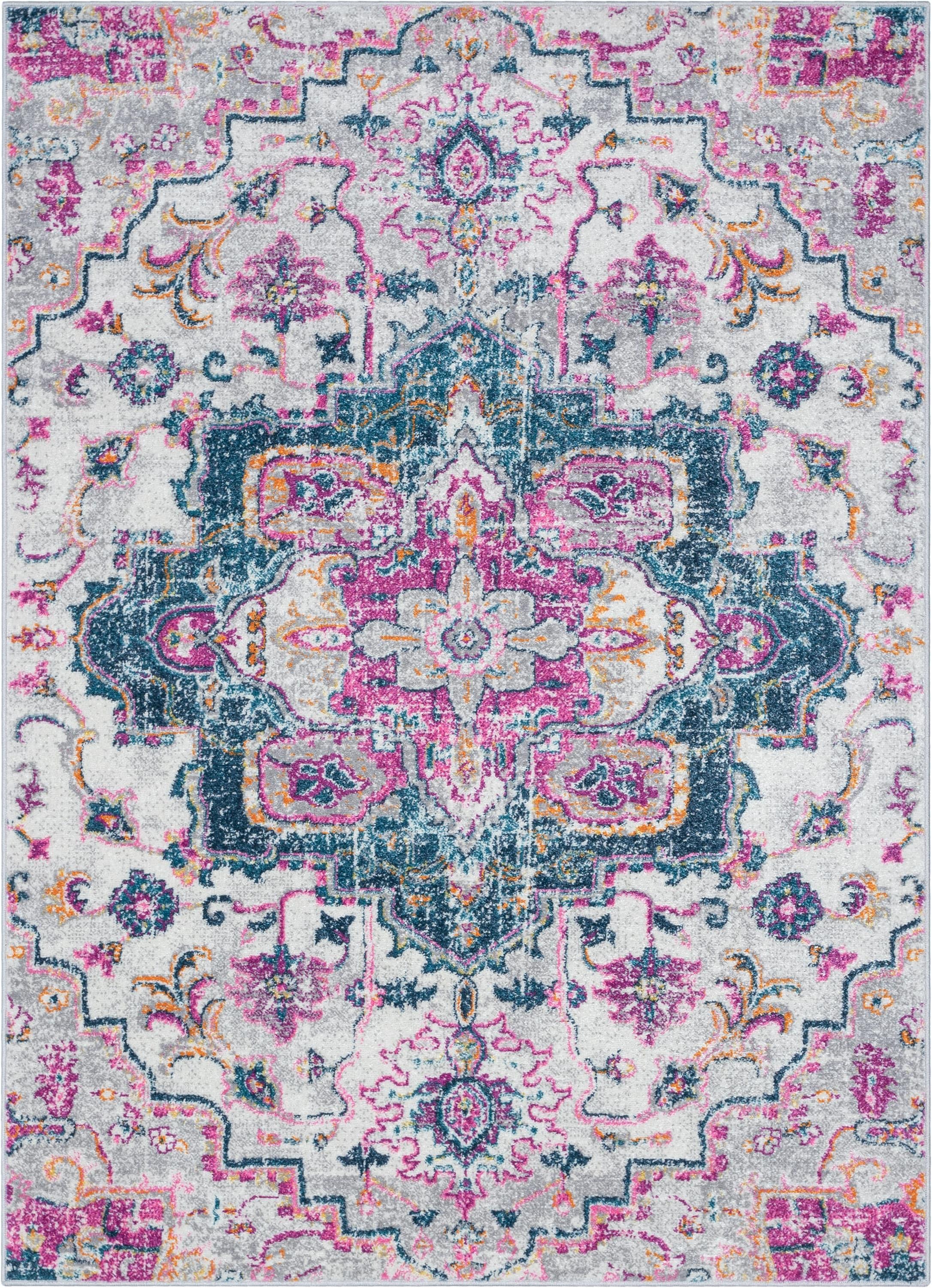 Well Woven Paloma Taura Oriental Fuchsia Distressed Area Rug