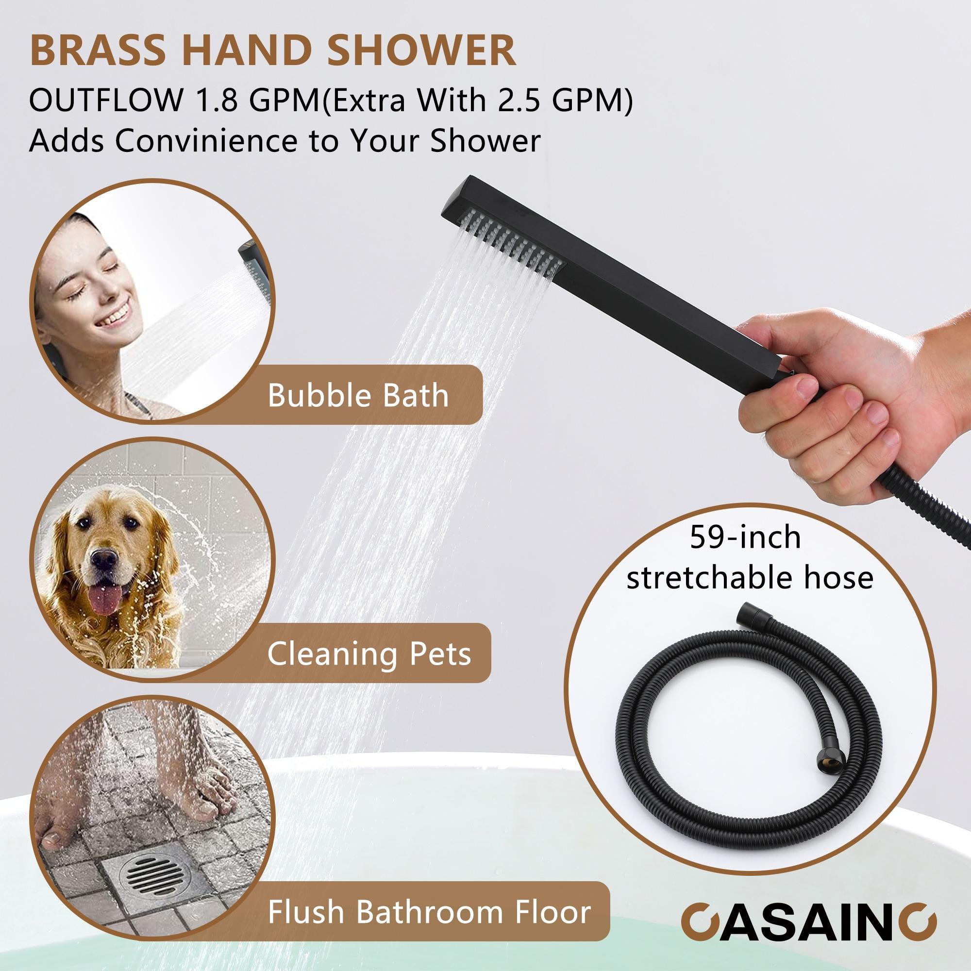 1-Handle Floor Mount Freestanding Tub Faucet with Handheld Shower in Matte Black