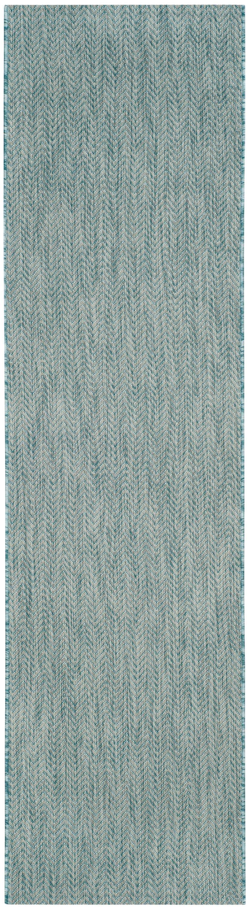 Courtyard CY8022 Power Loomed Indoor and Outdoor Runner Rug - Aqua/Grey - 2'3"x8' - Safavieh