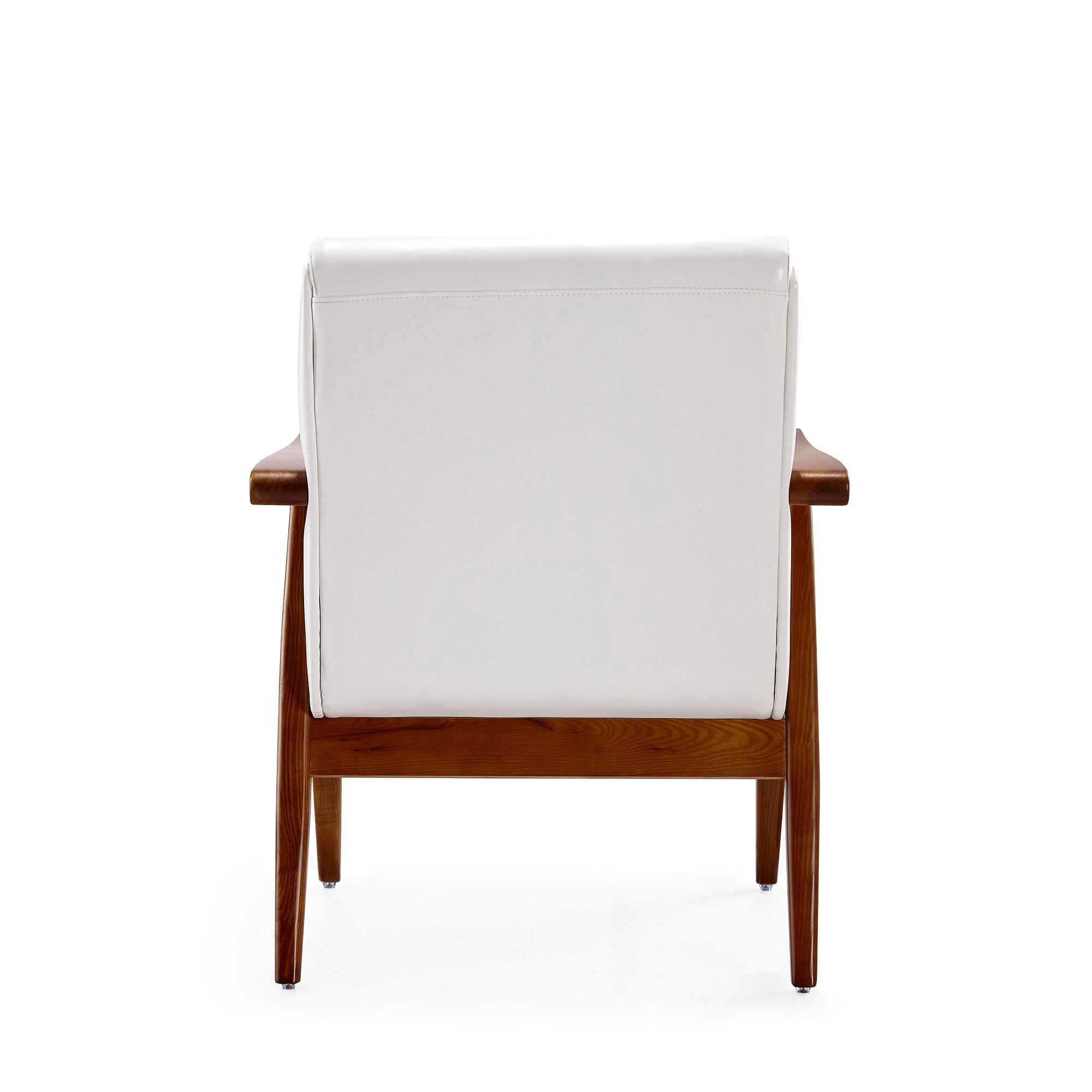 Set of 2 Archduke Faux Leather Accent Chairs White - Manhattan Comfort: Beechwood Frame, No Assembly Required