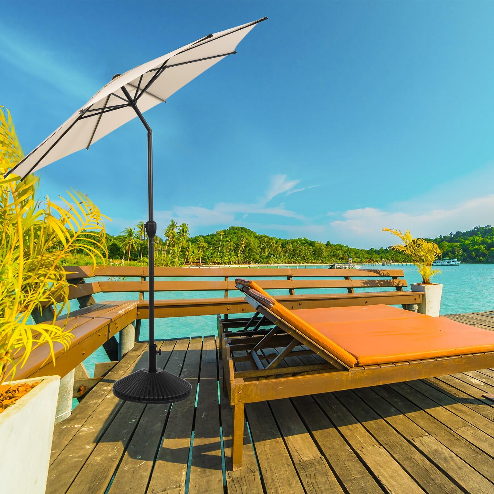 Abba Patio 7.5ft Outdoor Patio Umbrella w/ Push Button Tilt and Crank, 6 Ribs-Beige