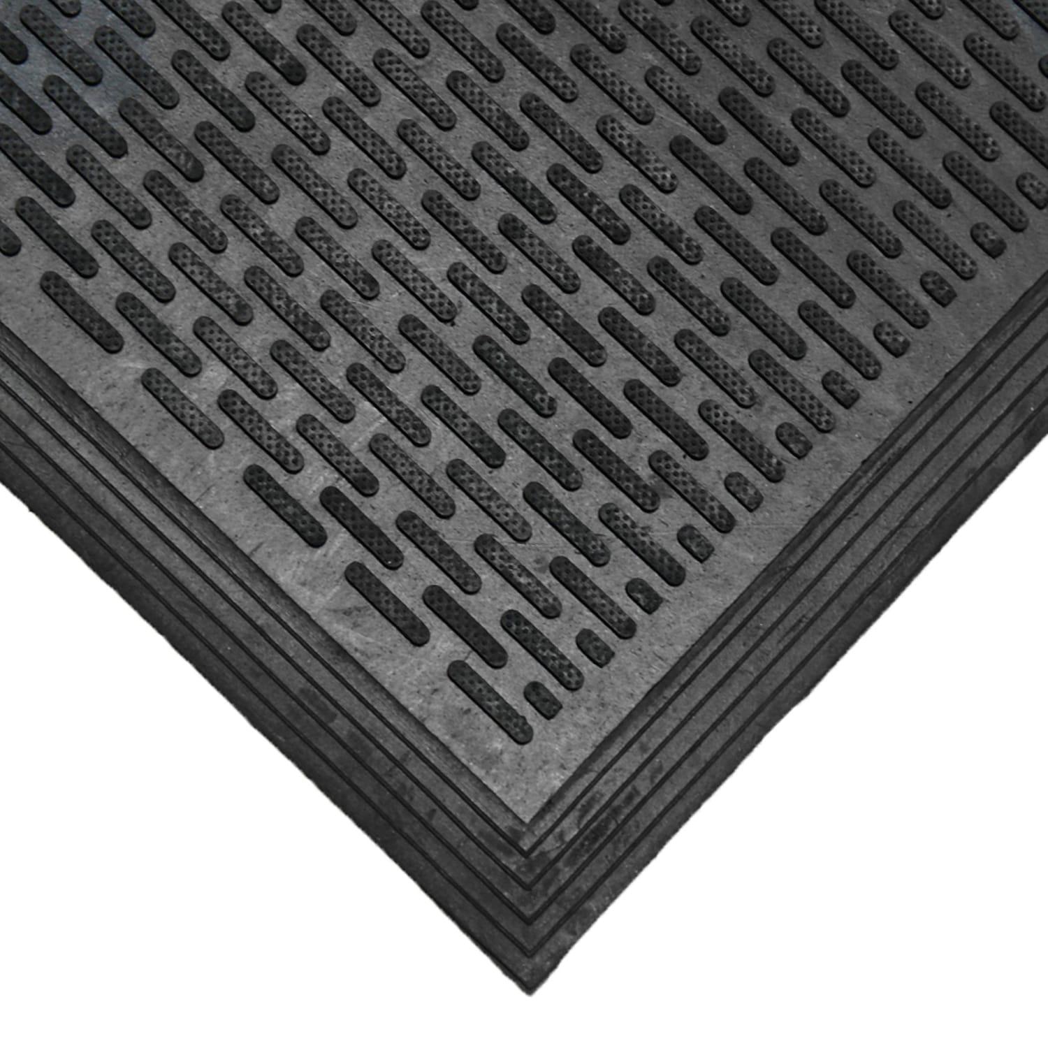 Rubber-Cal "Dura-Scraper Linear" Rubber Entrance Door Mat - Black